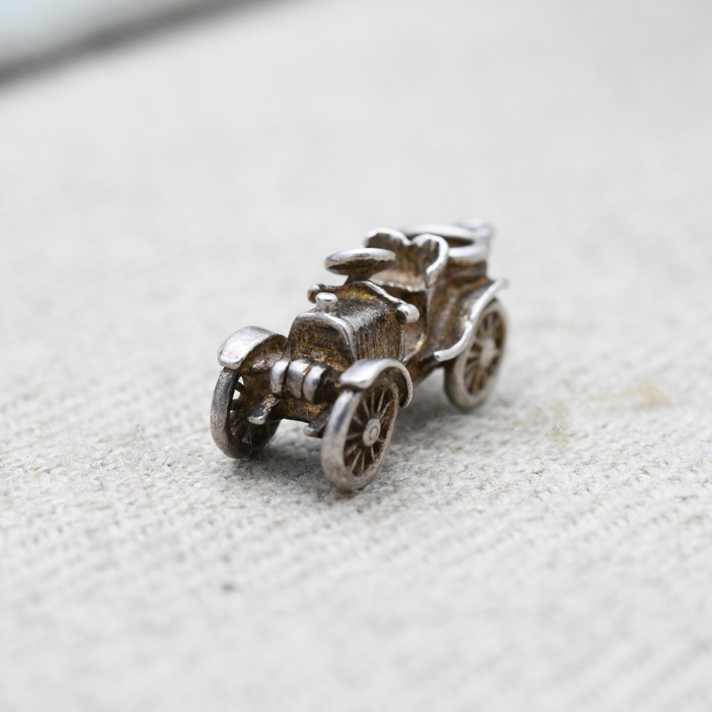 Vintage Sterling Silver Victorian Style Car Charm Pendant - Early 20th Century Car | Gift for Charm Bracelet