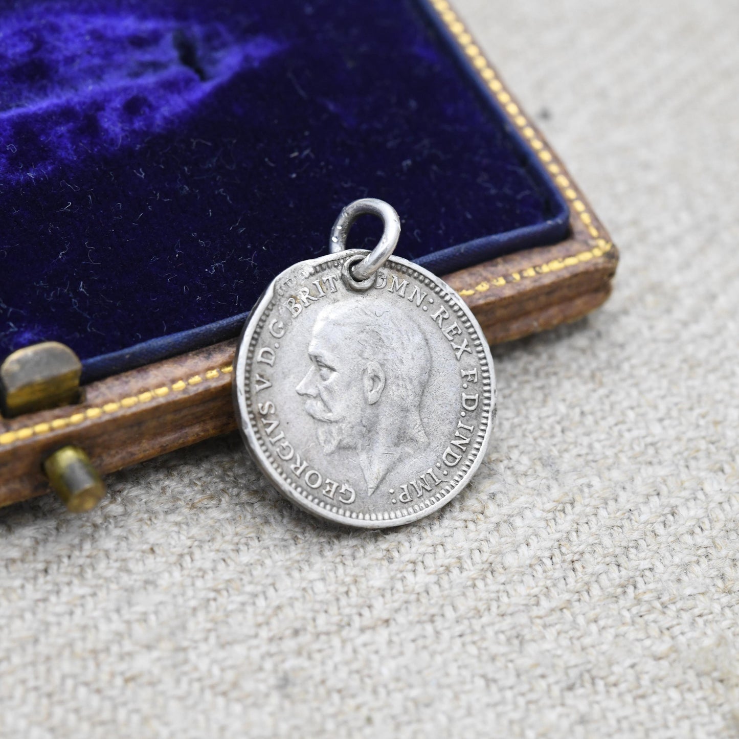 Vintage Silver George V Three Pence 1931 Coin Charm Pendant - Silver Coin Jewellery
