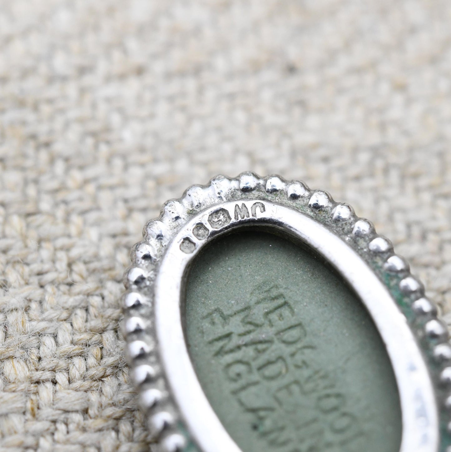 Vintage Wedgwood Sterling Silver Medea Green Jasperware Pendant 1970s - Oval Classical Cameo | Gift for Pendant Necklace