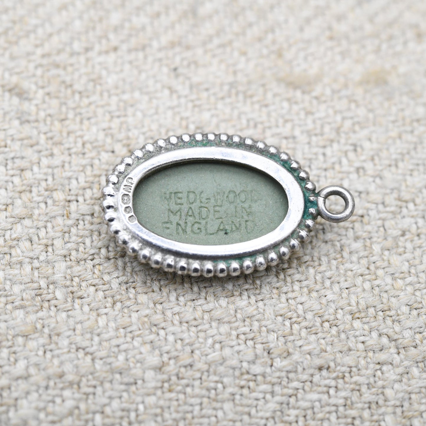 Vintage Wedgwood Sterling Silver Medea Green Jasperware Pendant 1970s - Oval Classical Cameo | Gift for Pendant Necklace