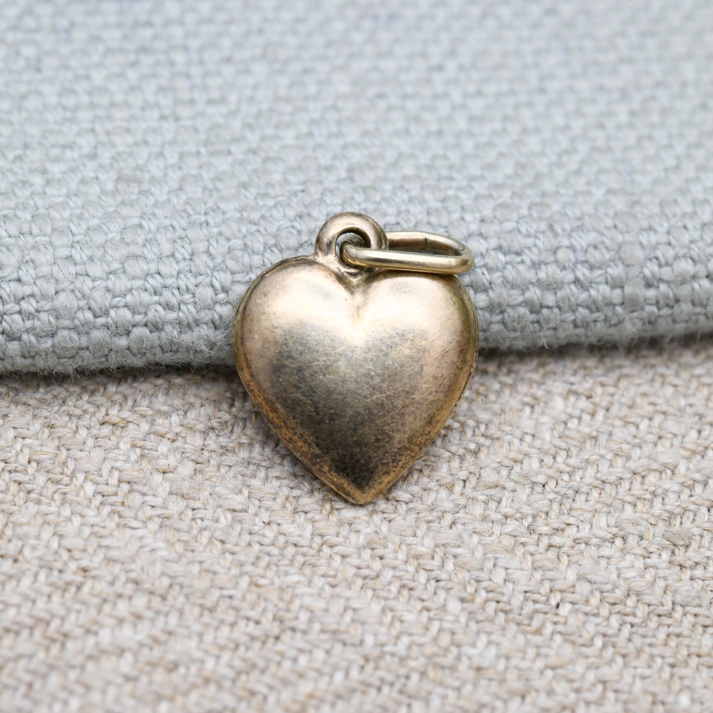 Vintage Sterling Silver Gold Plated Puffed Heart Charm Pendant - Small Love Heart Gift Charm Necklace Stack