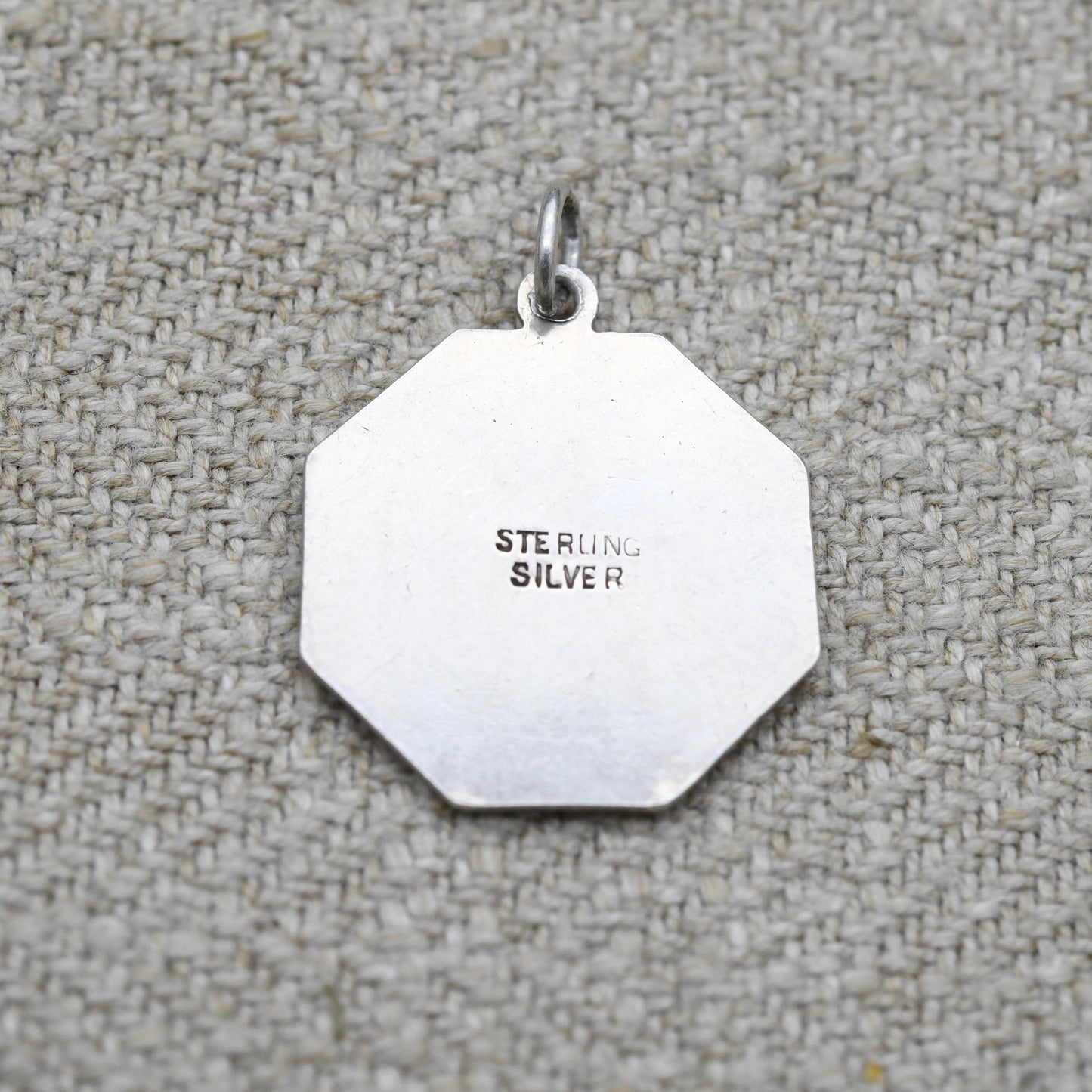 Vintage Sterling Silver St. Christopher Pendant - Embossed Relief | Octagon | Saint of Travelling | Religious Jewellery | Gift for Necklace