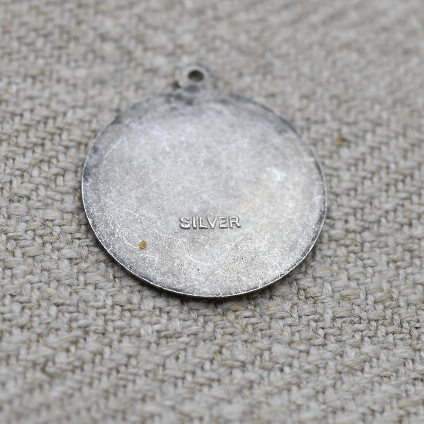 Vintage Sterling Silver St. Christopher Pendant - Embossed Relief | Circle Shape | Saint of Travelling | Religious | Gift for Charm Necklace