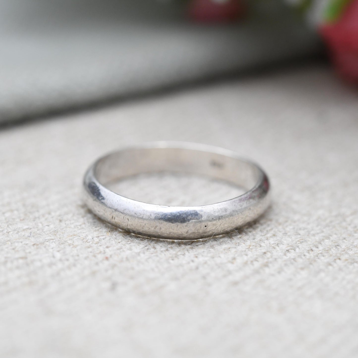 Sterling Silver Band Ring - Minimalist Stacking Rounded Band | UK Size - P 1/2 | US Size - 8