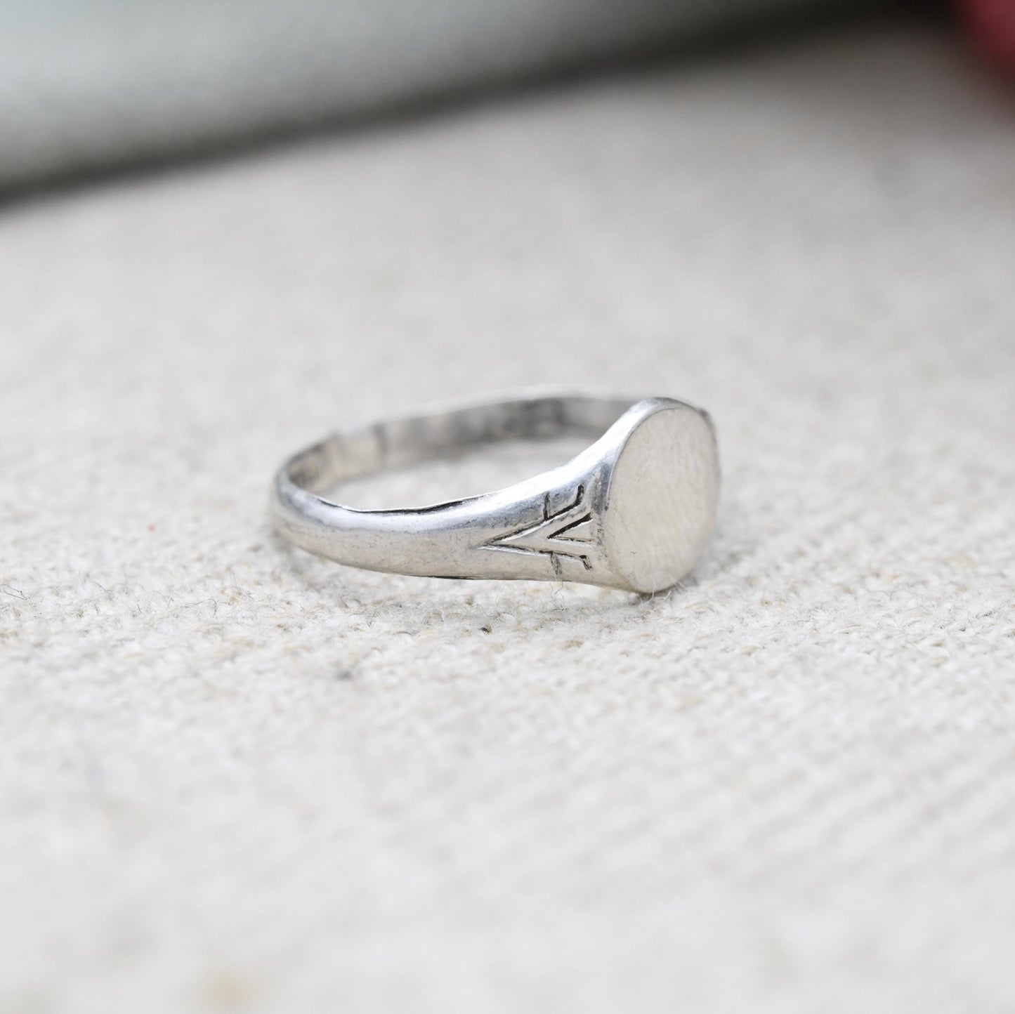 Vintage Sterling Silver Signet Ring - Unisex Ring Geometric | Pattern Everyday | Pinkie Finger Ring | UK Size - G | US Size - 3 1/2