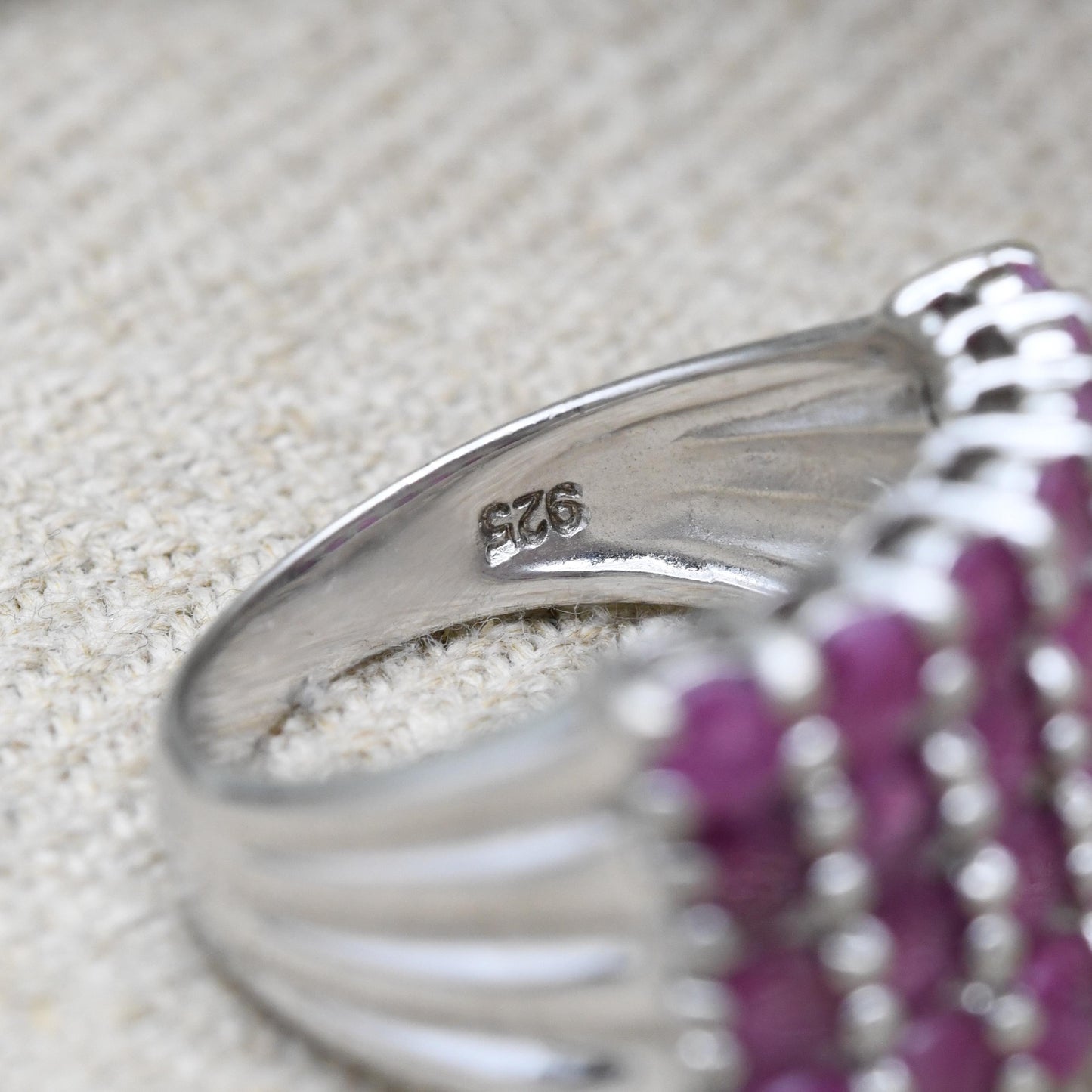 Vintage Sterling Silver Ruby Ring - Gorgeous Pavé Setting | Pretty Gift for Her | UK Size - M | US Size - 6 1/2