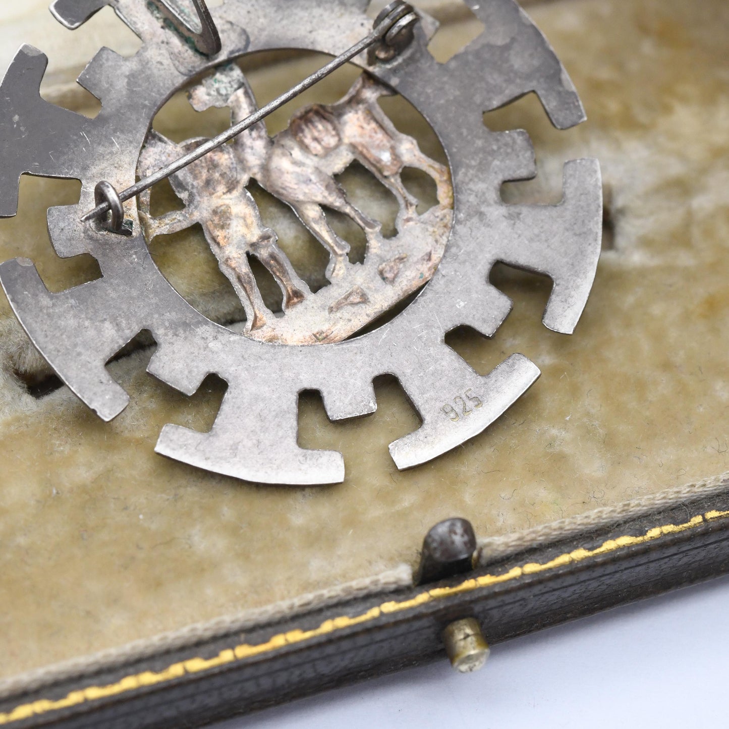 Vintage Peru Sterling Silver Man and Llama Brooch Pendant - Peruvian Silver Jewellery South American Design Musician Flute Player Alpaca