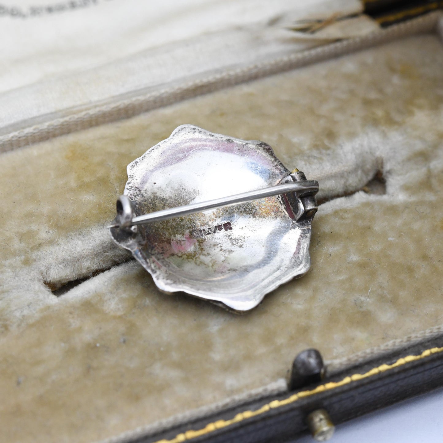 Antique Sterling Silver Round Shield Brooch - Celtic Style Circle Brooch Knotted Balls