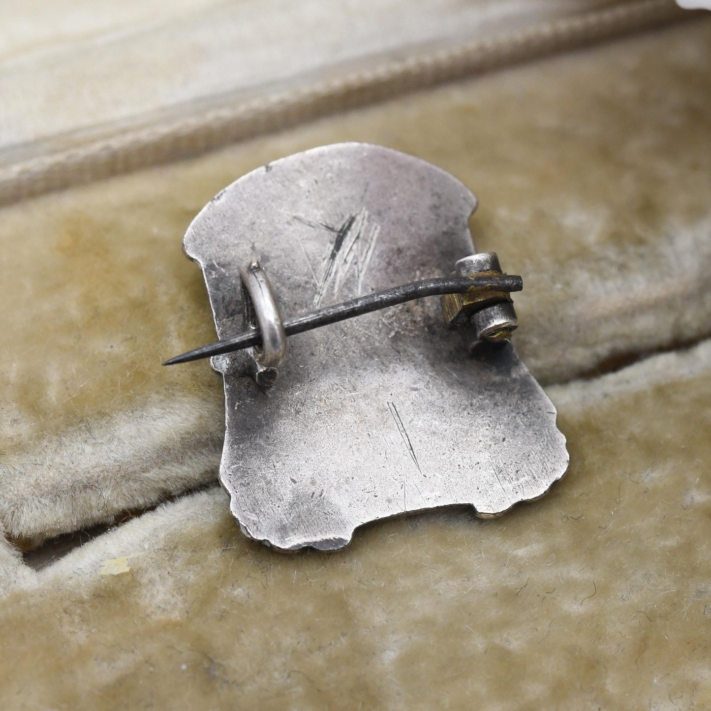 Antique Silver Joan of Arc Brooch c. 1910 - Jeanne D'Arc Patron Saint of France French Art Nouveau Badge