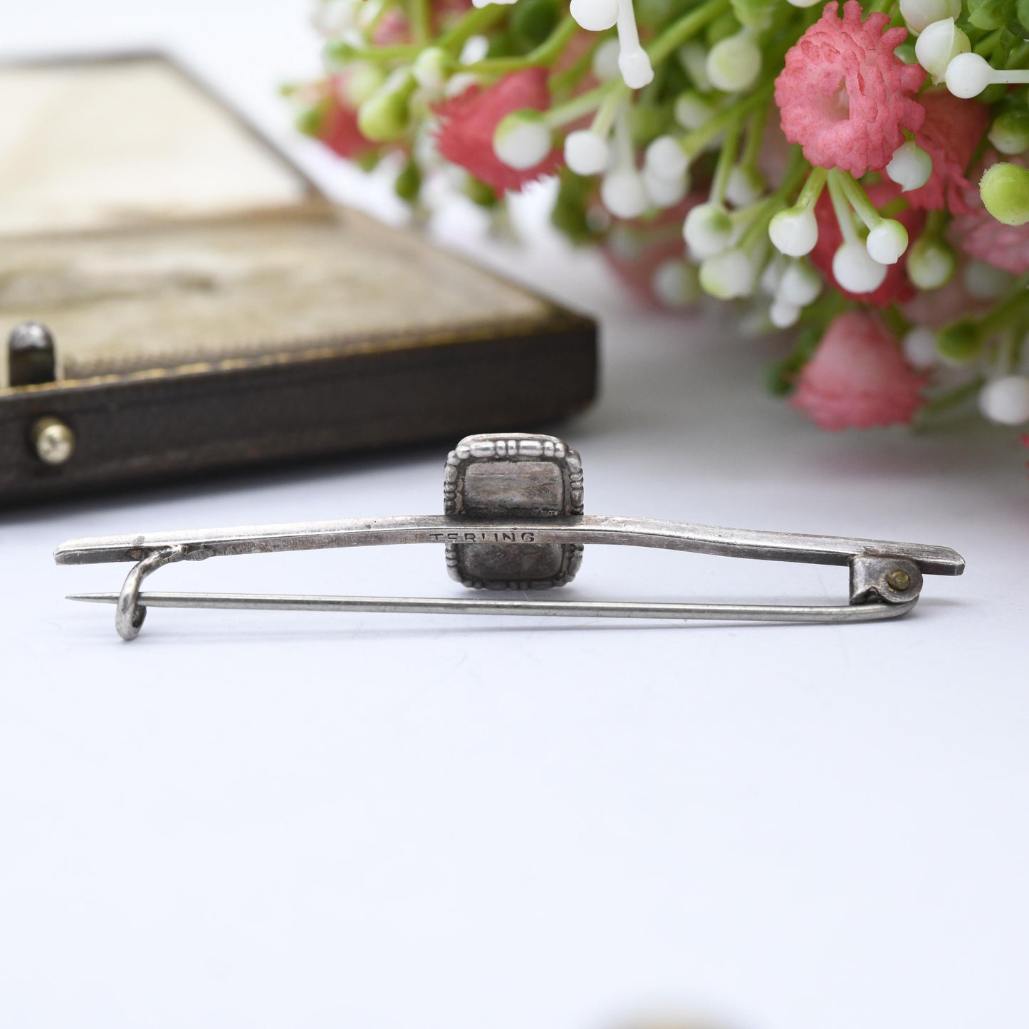 Antique Art Deco Sterling Silver Butterfly Wing Bar Brooch - True Vintage Blue Butterfly Long Pin | c. 1910s 1920s