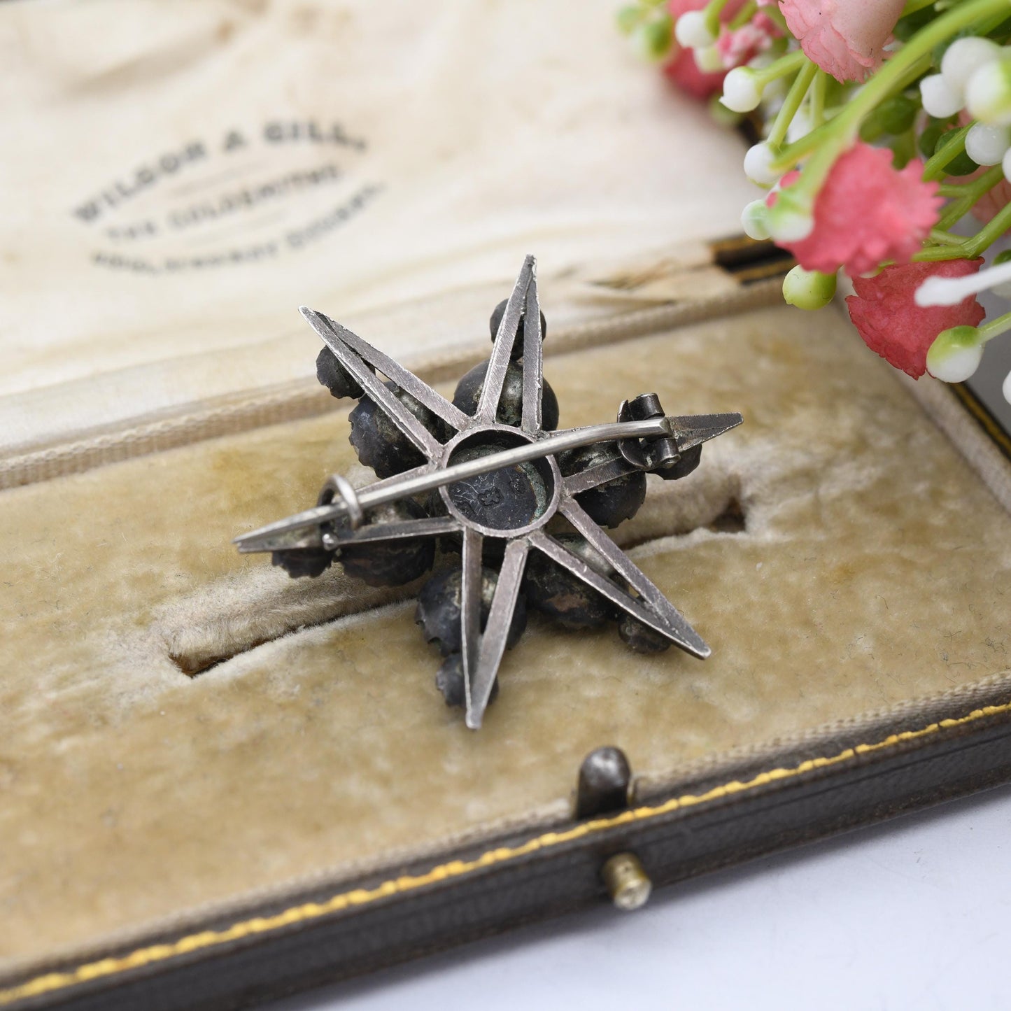 Antique Victorian Sterling Silver Paste Star Brooch 1900 - Clear Crystal Stones Celestial Theme | Statement Jewellery Gift for Her
