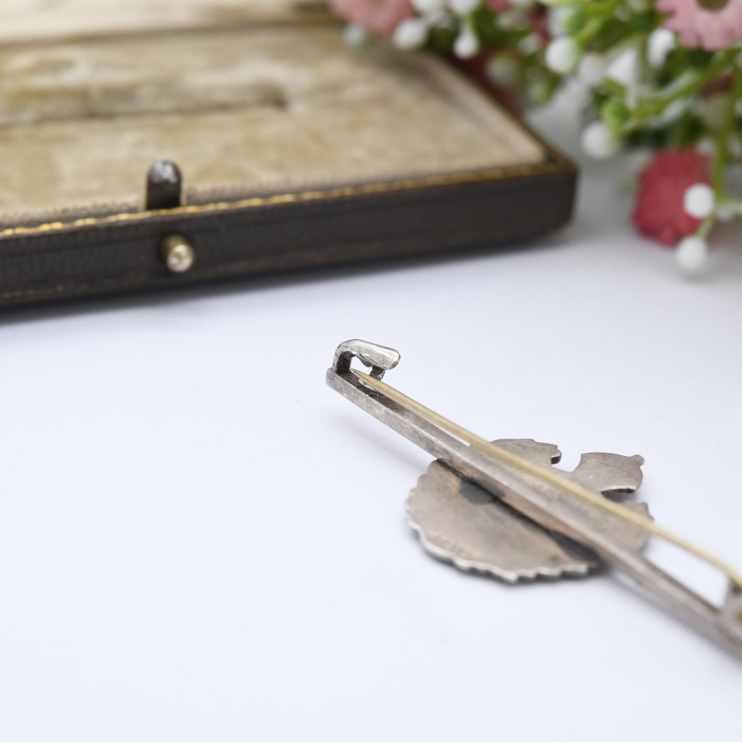 Vintage Royal Engineers Sweetheart Brooch Sterling Silver and Enamel WWII Era - King George VI c. 1930s Military Jewellery