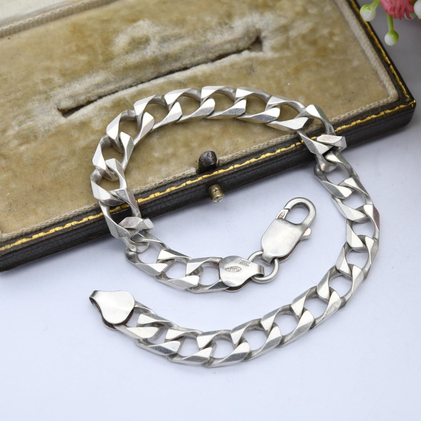 Vintage Sterling Silver Curb Link Chain Bracelet - Curb Bracelet | Gift for Boyfriend | Gift for Brother