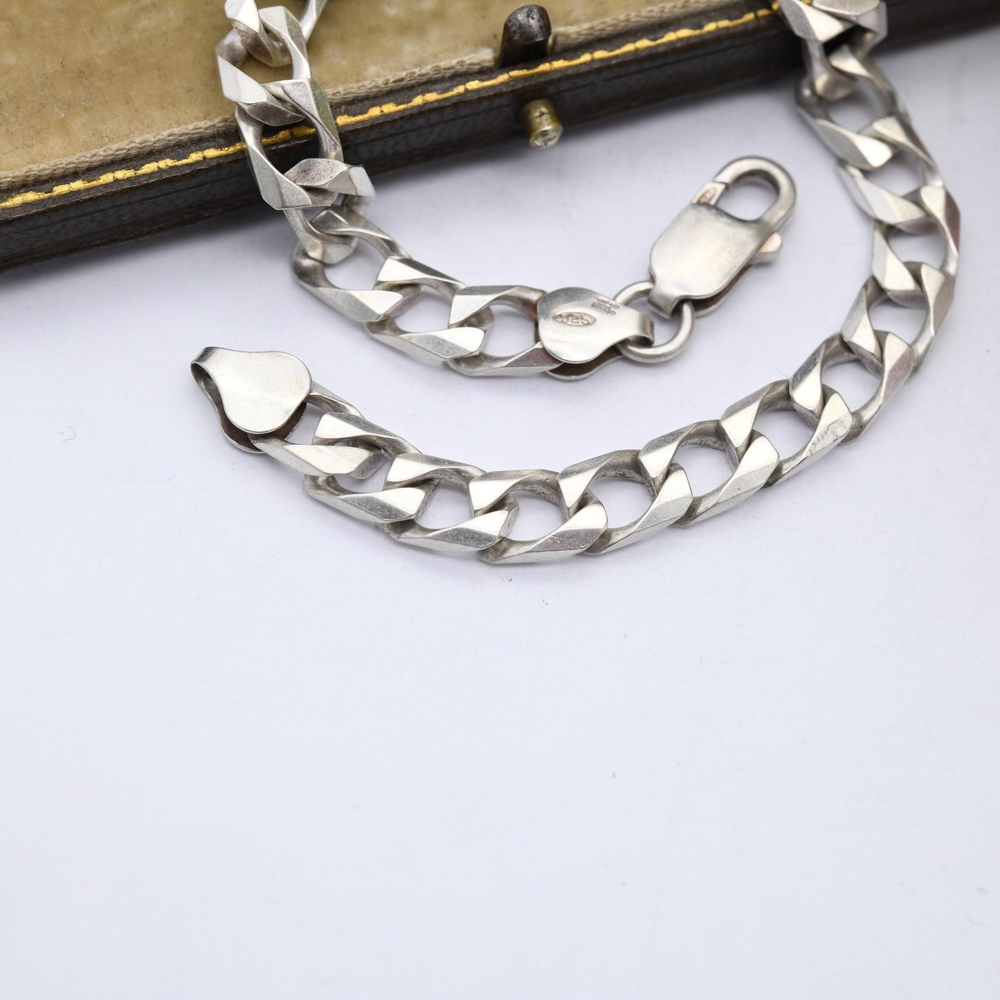 Vintage Sterling Silver Curb Link Chain Bracelet - Curb Bracelet | Gift for Boyfriend | Gift for Brother