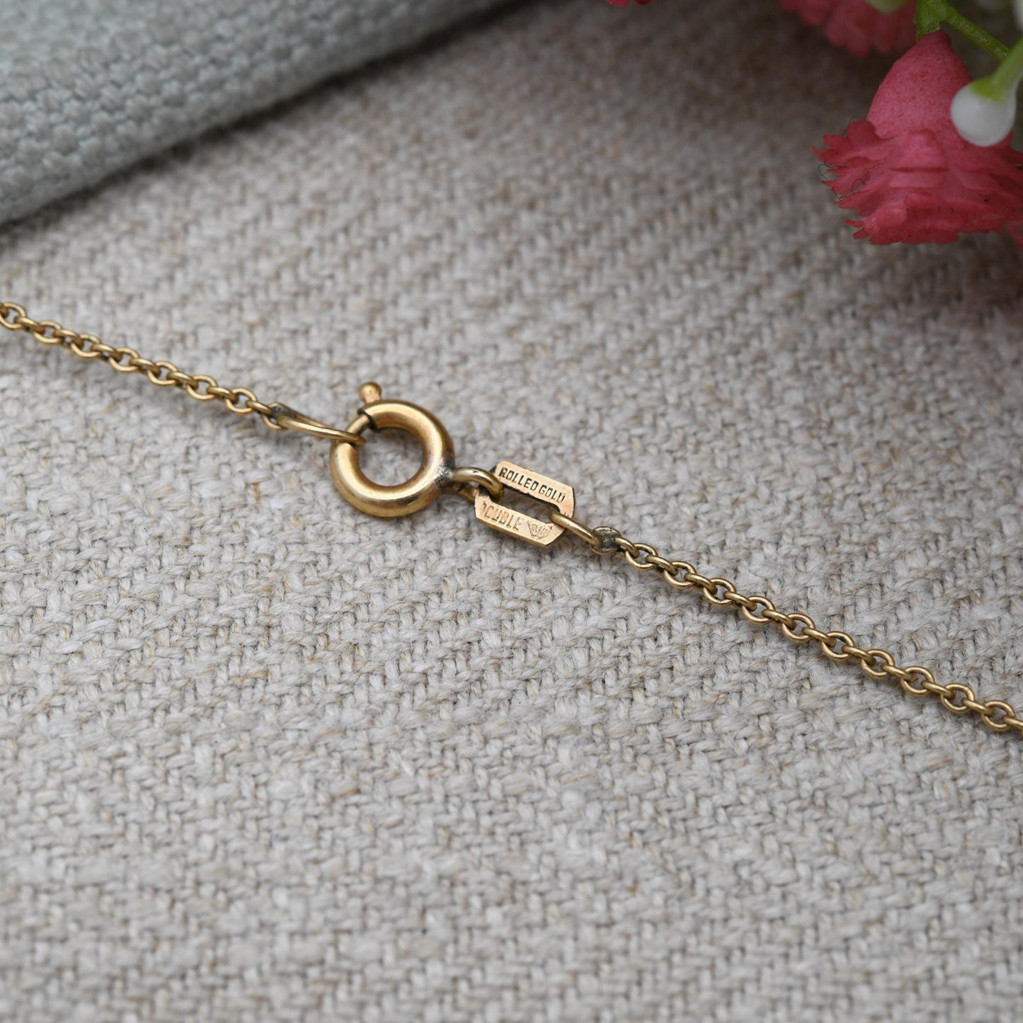 Vintage Rolled Gold Heart Locket Pendant Necklace on Chain by Rodi Wienenberger - Pin Stripe Design