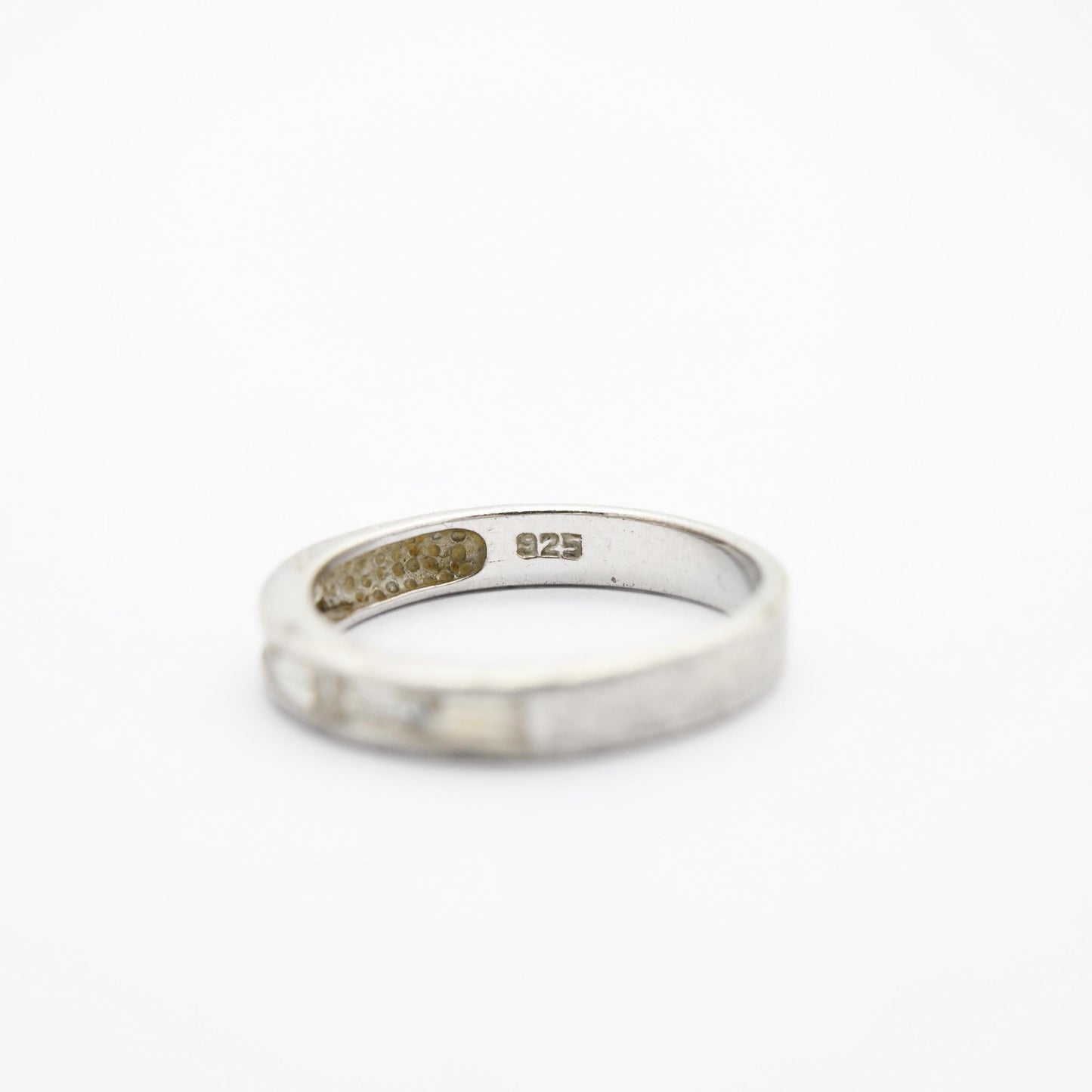 Vintage Silver Clear Stone Half Eternity Band Ring - Channel Setting | UK Size - L 1/2 | US Size - 6 1/4
