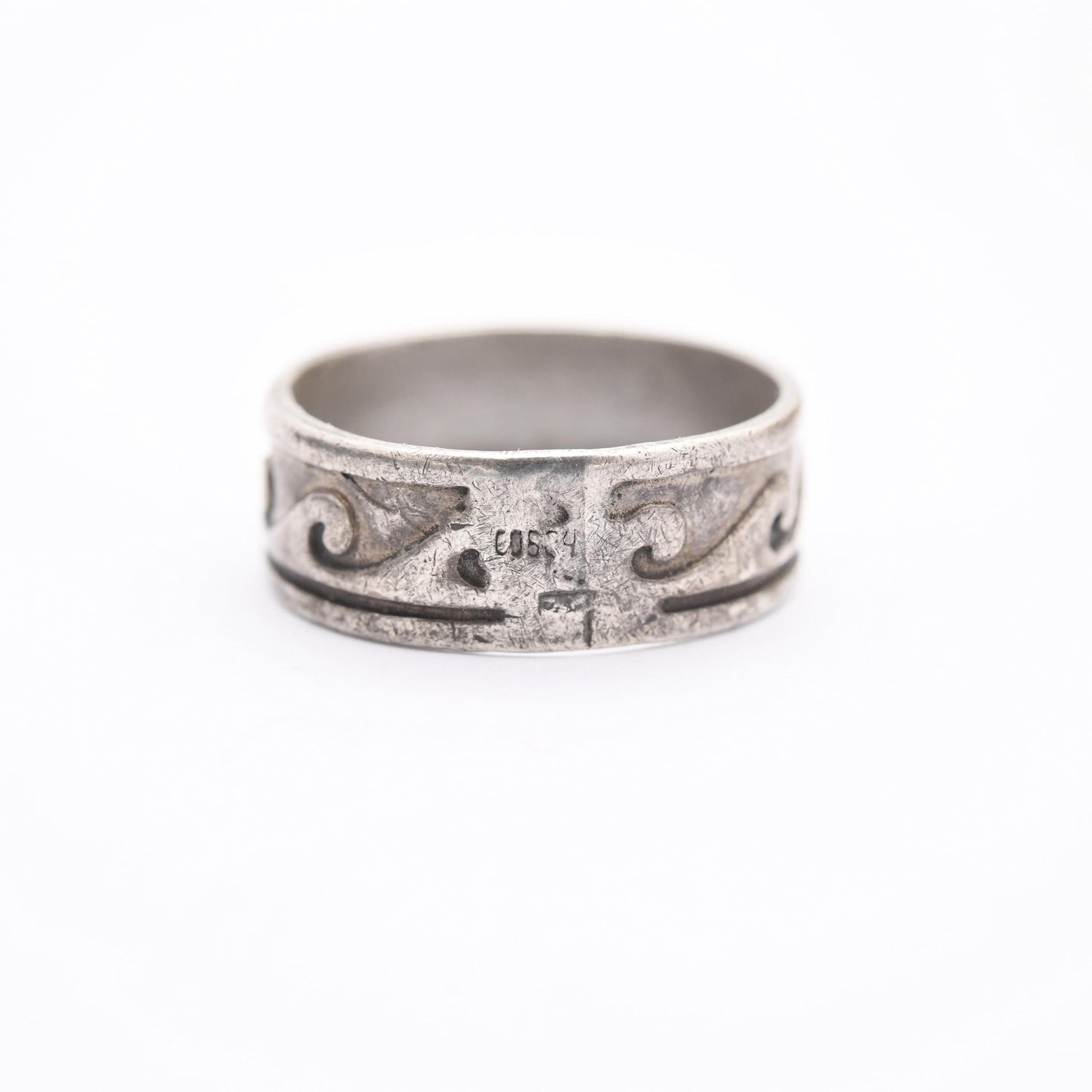 Vintage Silver Wave Form Ring - Wave Pattern Band | UK Size - O 1/2 | US Size - 7 3/4