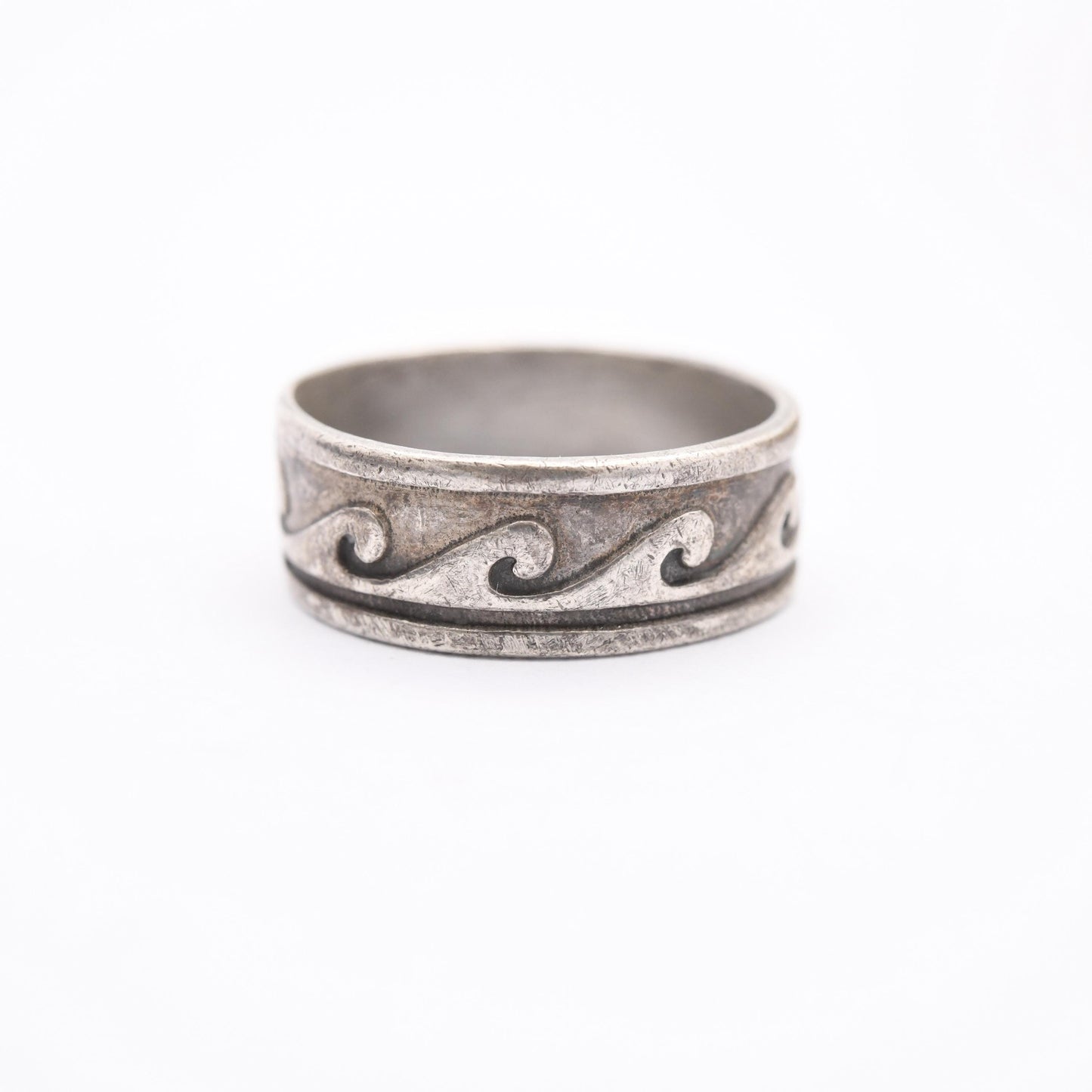 Vintage Silver Wave Form Ring - Wave Pattern Band | UK Size - O 1/2 | US Size - 7 3/4