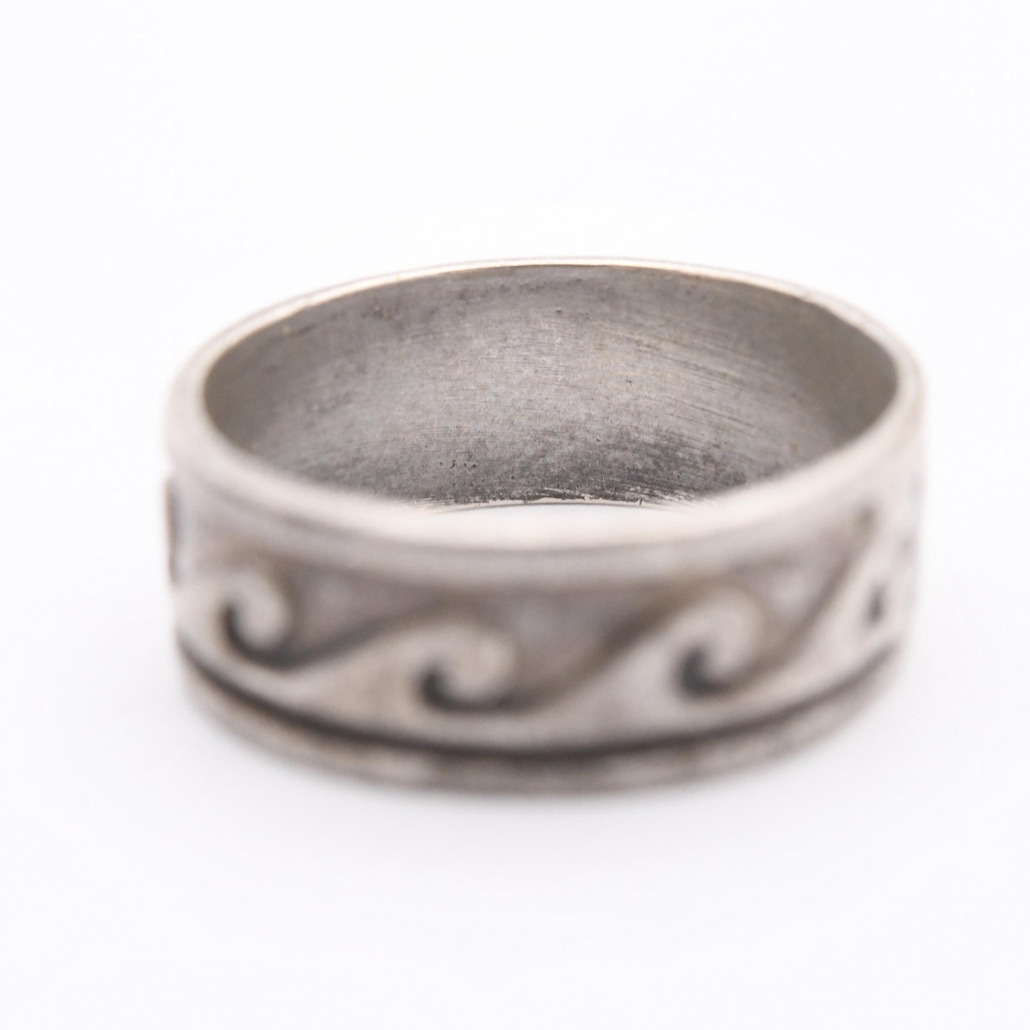 Vintage Silver Wave Form Ring - Wave Pattern Band | UK Size - O 1/2 | US Size - 7 3/4