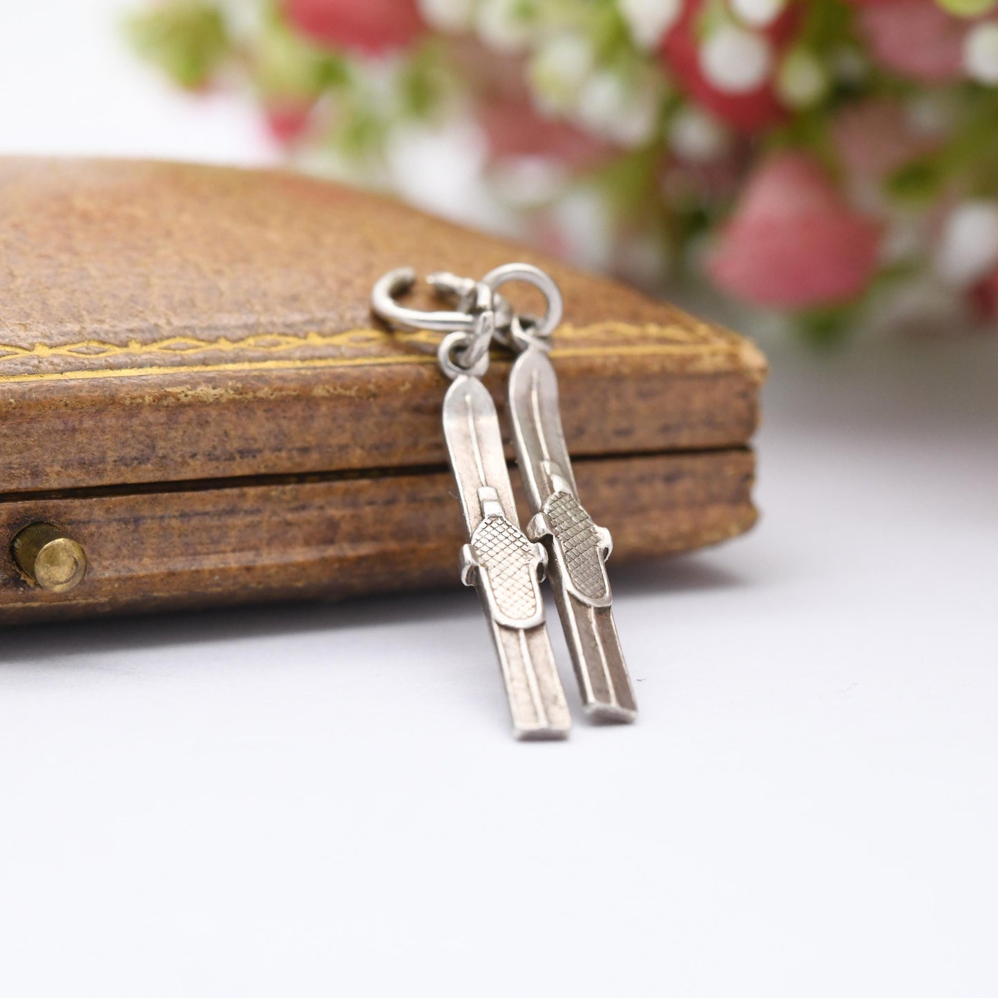 Vintage Sterling Silver Ski's Charm Pendant - Skiing | Ski | Snow Sport | Winter | Gift for Charm Bracelet