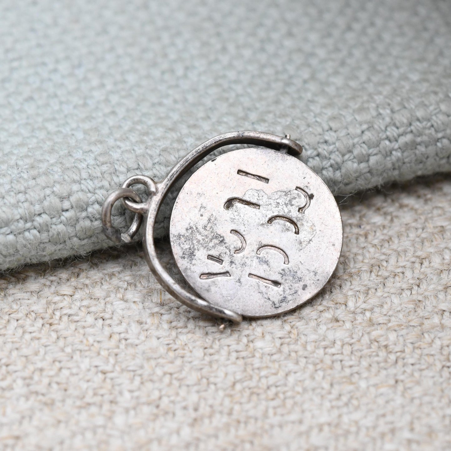Vintage Sterling Silver Good Luck Spinning Charm Pendant - Spinner Fob | Lucky Charm | Gift for Charm Bracelet Necklace