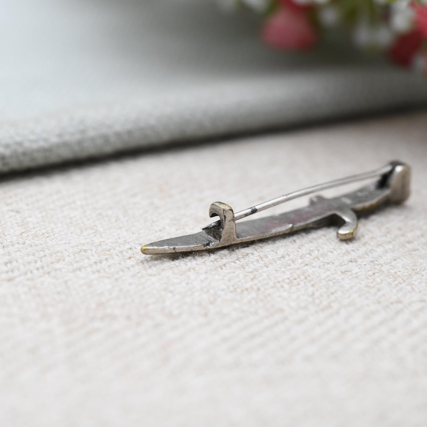 Antique Ostende Bayonet Brooch – Trench Art | Wood Inlay Handle | Military Souvenir Pin | Collector’s Brooch | Sweetheart Brooch