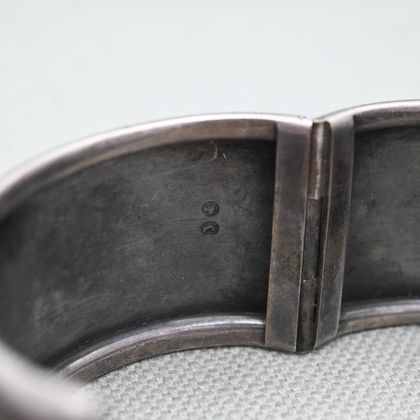 Antique Victorian Sterling Silver Aesthetic Bangle with Heron and Reed Design 1891