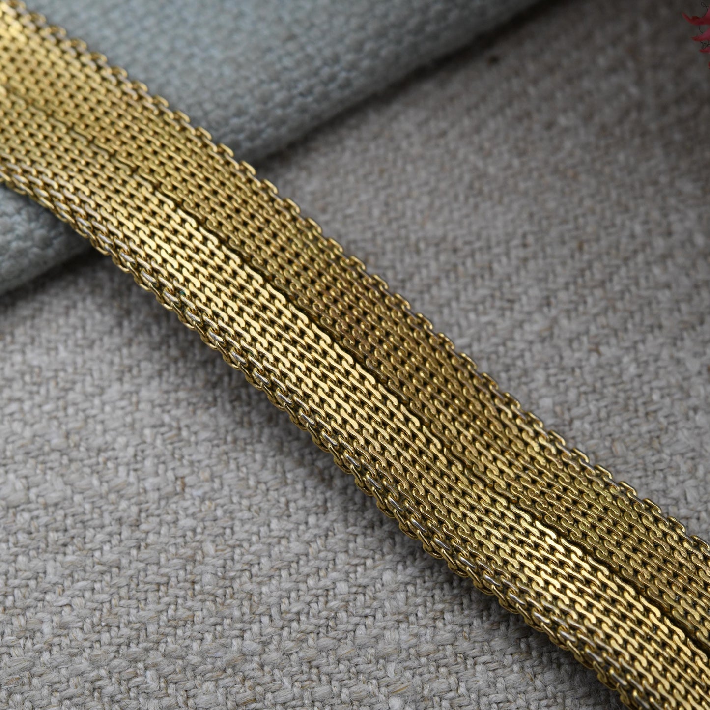 Vintage Grossé Bracelet Chunky Gold Tone Mesh Link 1965 - German Designer Signed Jewellery | Slide Lock Clasp with Safety Catch