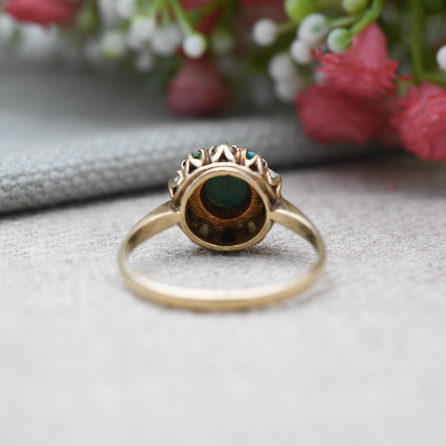 Vintage 9ct Gold Turquoise Cluster Ring 1968 Slade & Kempton - 1960s Jewellery Cluster Statement Ring Gift | UK Size - P 1/2 | US Size - 8