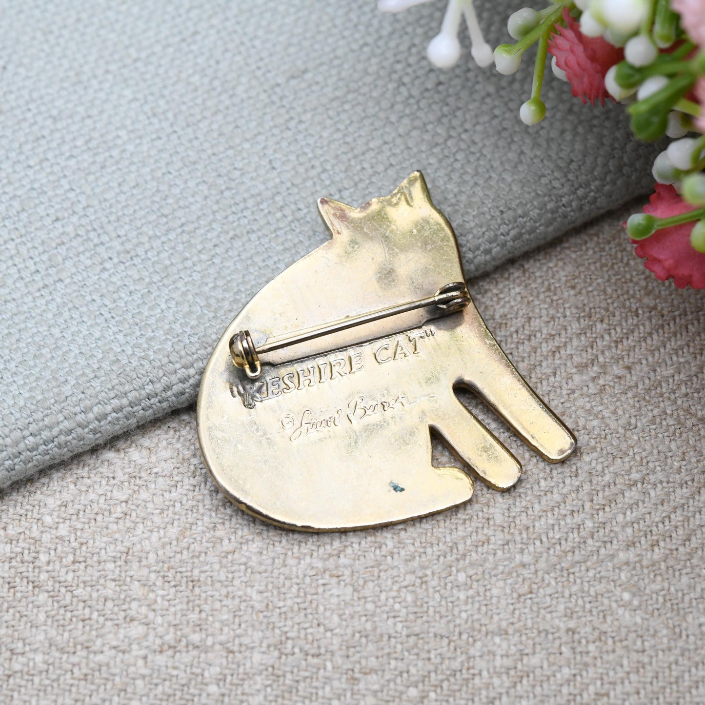 Vintage Laurel Burch Keshire Cat Brooch c. 1980s Art Jewellery