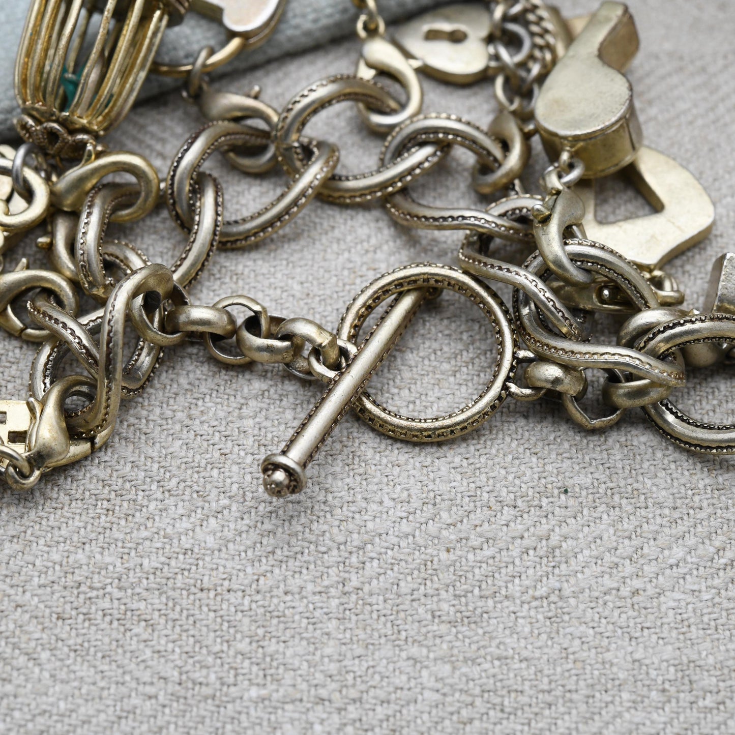 Vintage Monet Charm Bracelet 75th Anniversary Collection 2005 - Love and Luck Theme Charms Y2K | 7.5"