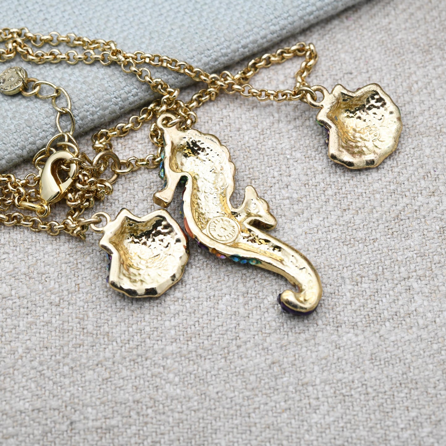 Butler and Wilson Seahorse Necklace with Colourful Stones B&W - Under the Sea Collection | Signed Designer Jewellery