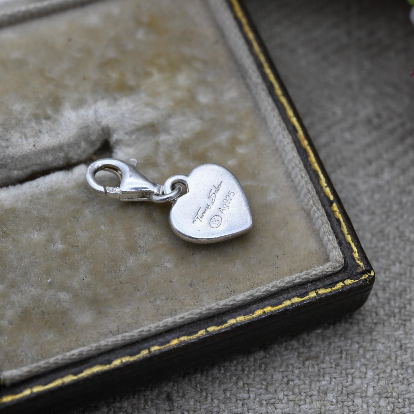Thomas Sabo Sterling Silver Puffed Love Heart Charm Pendant - Small Romantic Gift for Her Charm Bracelet Necklace