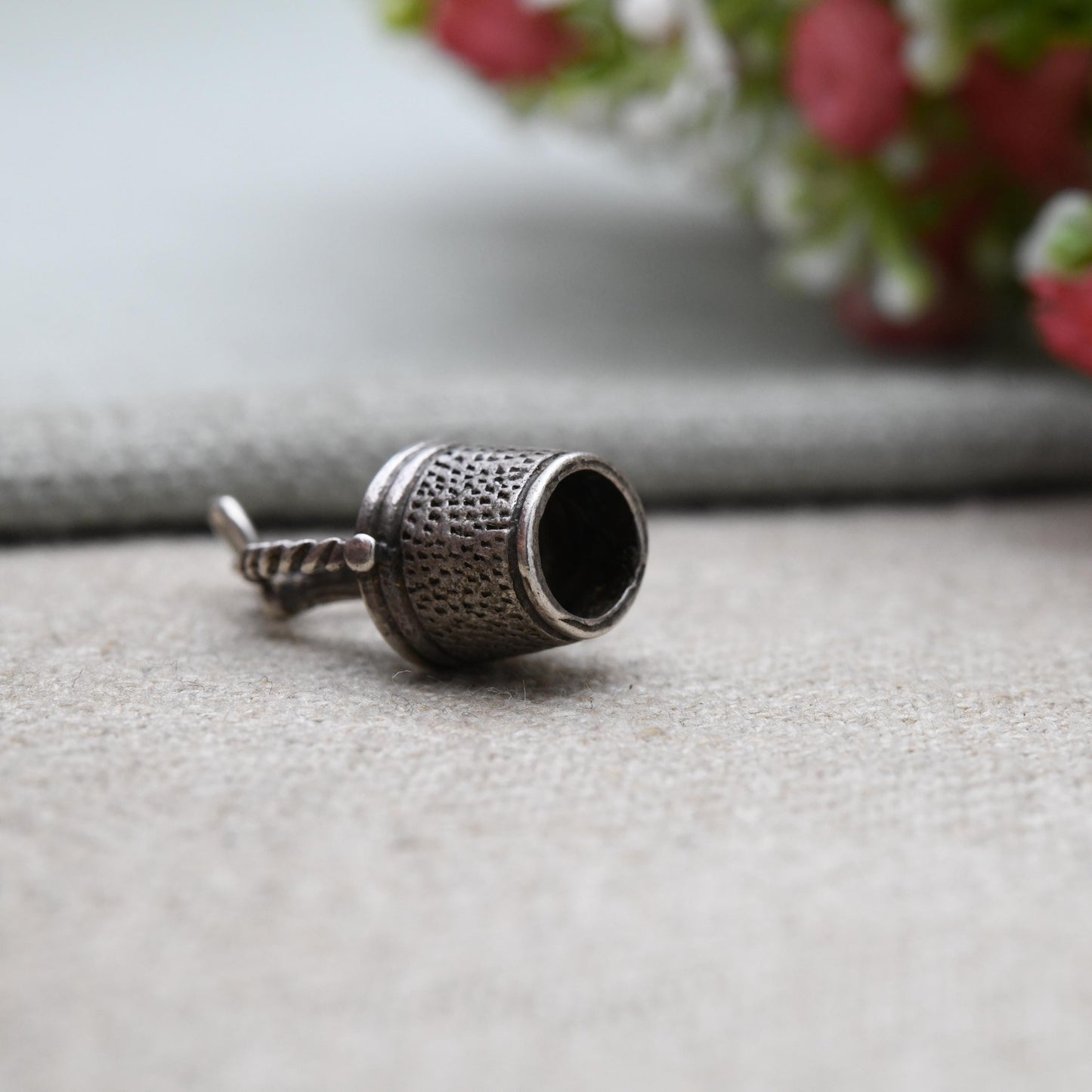 Vintage Sterling Silver Champagne in Ice Bucket Charm Pendant - Detailed and Textured | Souvenir Gift for Charm Bracelet