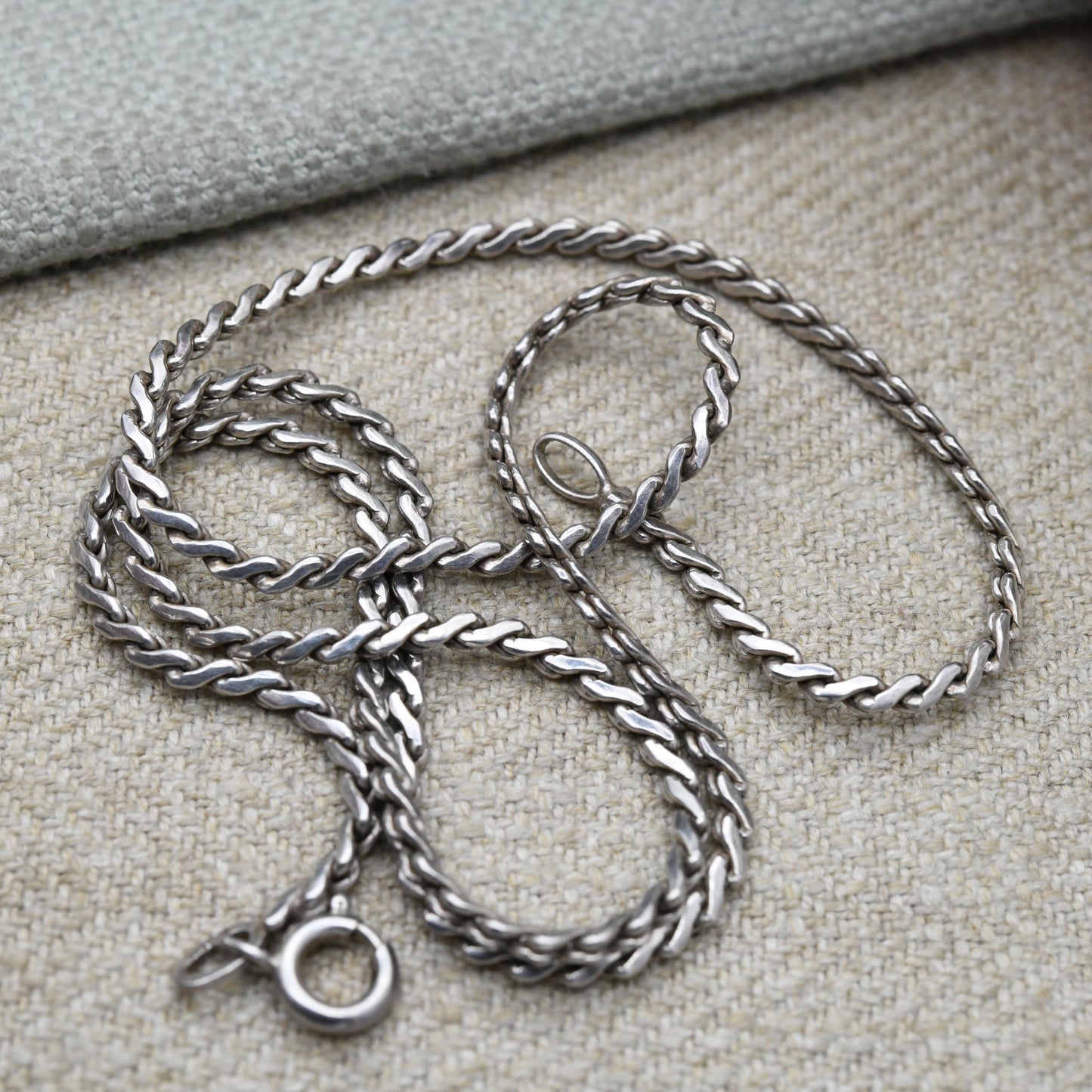 Vintage Sterling Silver Flat Serpentine Chain Necklace Andreas Daub c.1980s - Quality Solid Silver Necklace Unisex Design | 18"