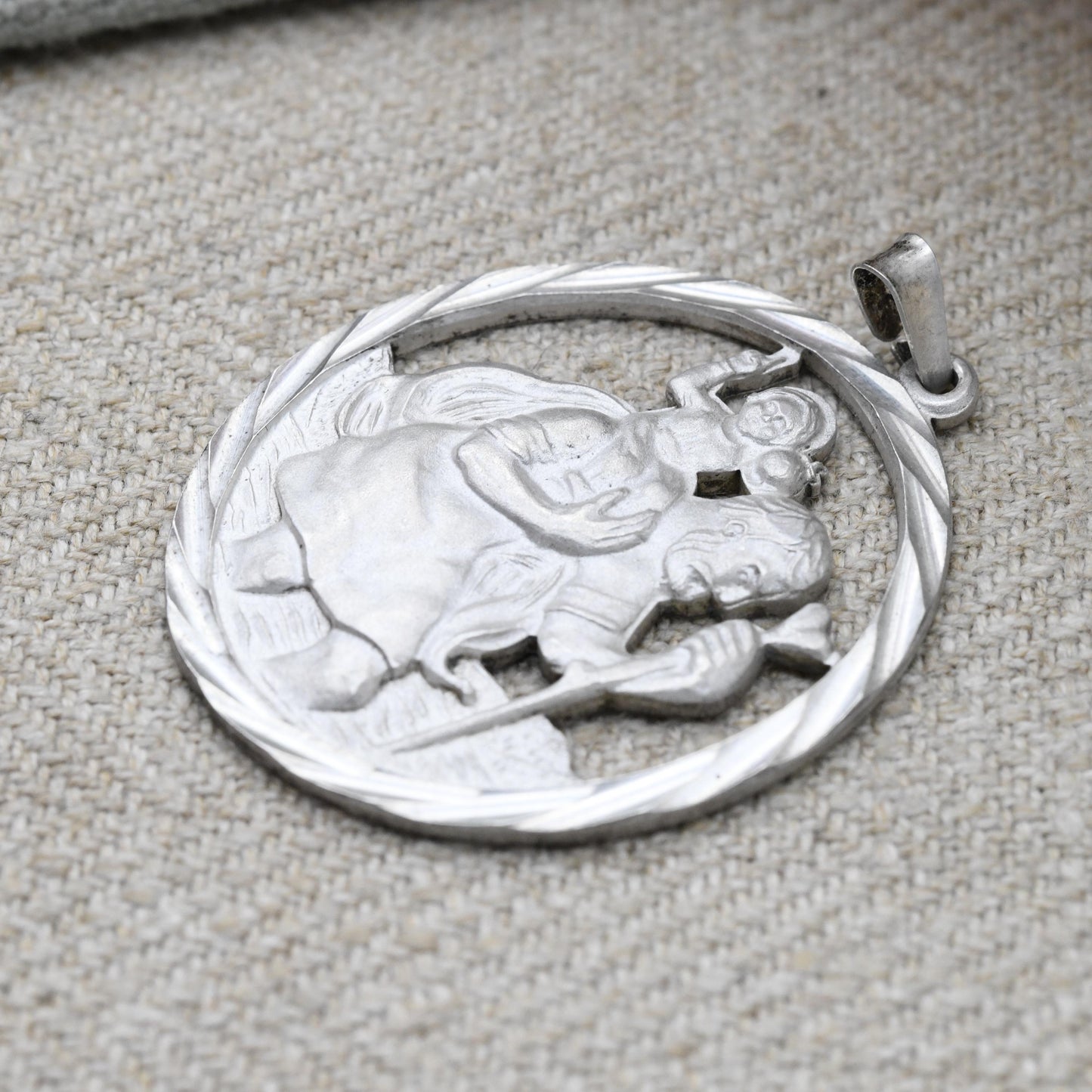 Vintage Sterling Silver St. Christopher Pendant by Fred Manshaw 1979 - Openwork Design | Saint of Travelling | Religious Jewellery