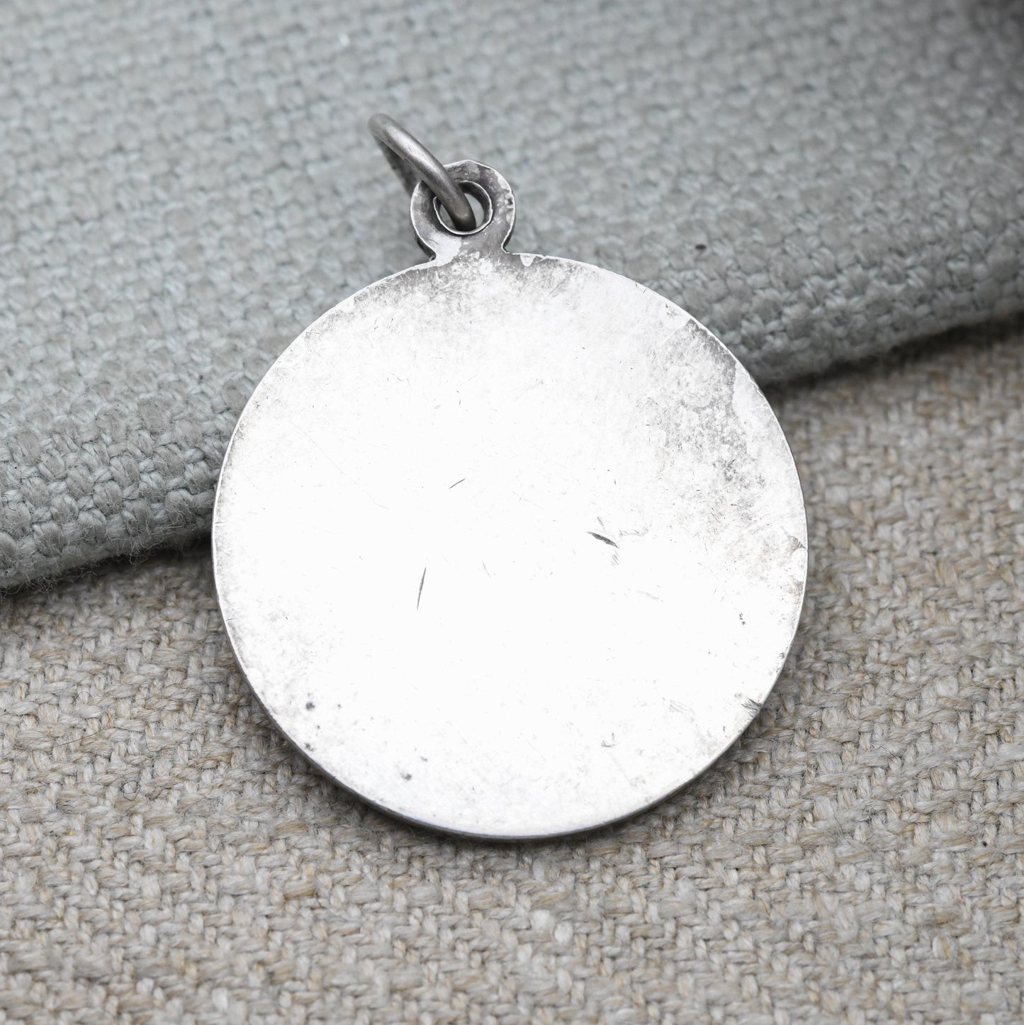 Vintage Sterling Silver St. Christopher Pendant 1979 - Large Circle Saint of Travelling | Christian Religious Jewellery | Detailed 3D Image