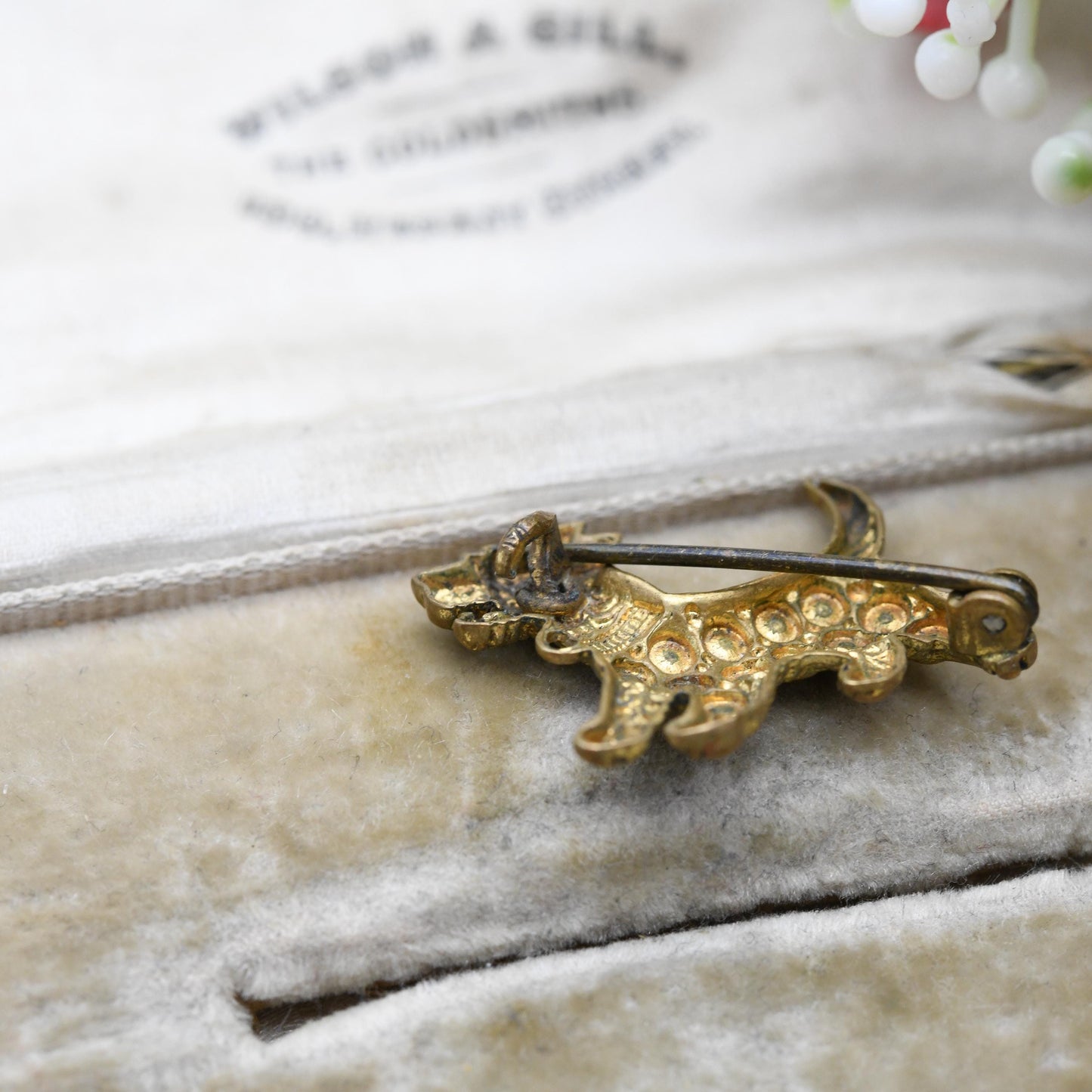 Vintage Scottie Dog Dog Brooch Enamel Brass Staybrite c. 1930s 1940s