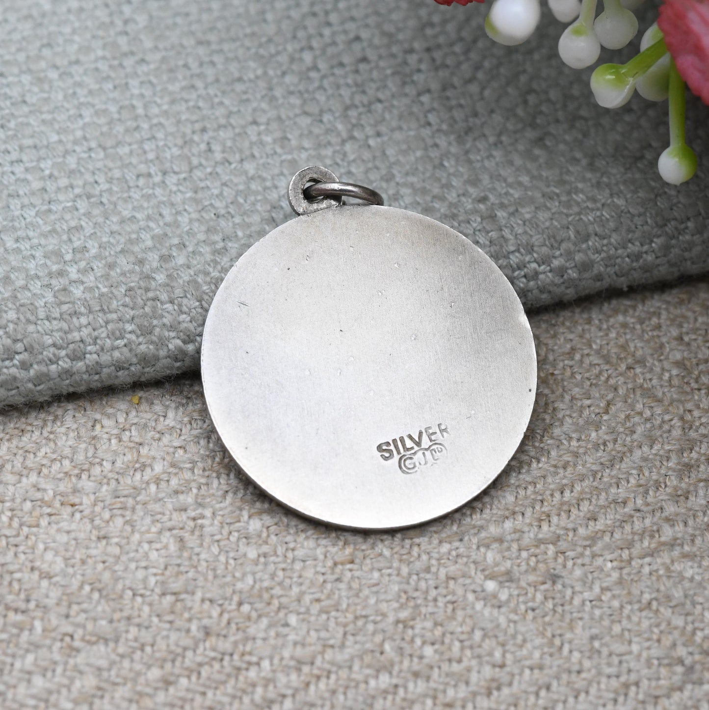 Vintage George Jenson Sterling Silver St. Christopher Pendant - Textured Raised Relief | Saint of Travelling | Gift for Charm Bracelet