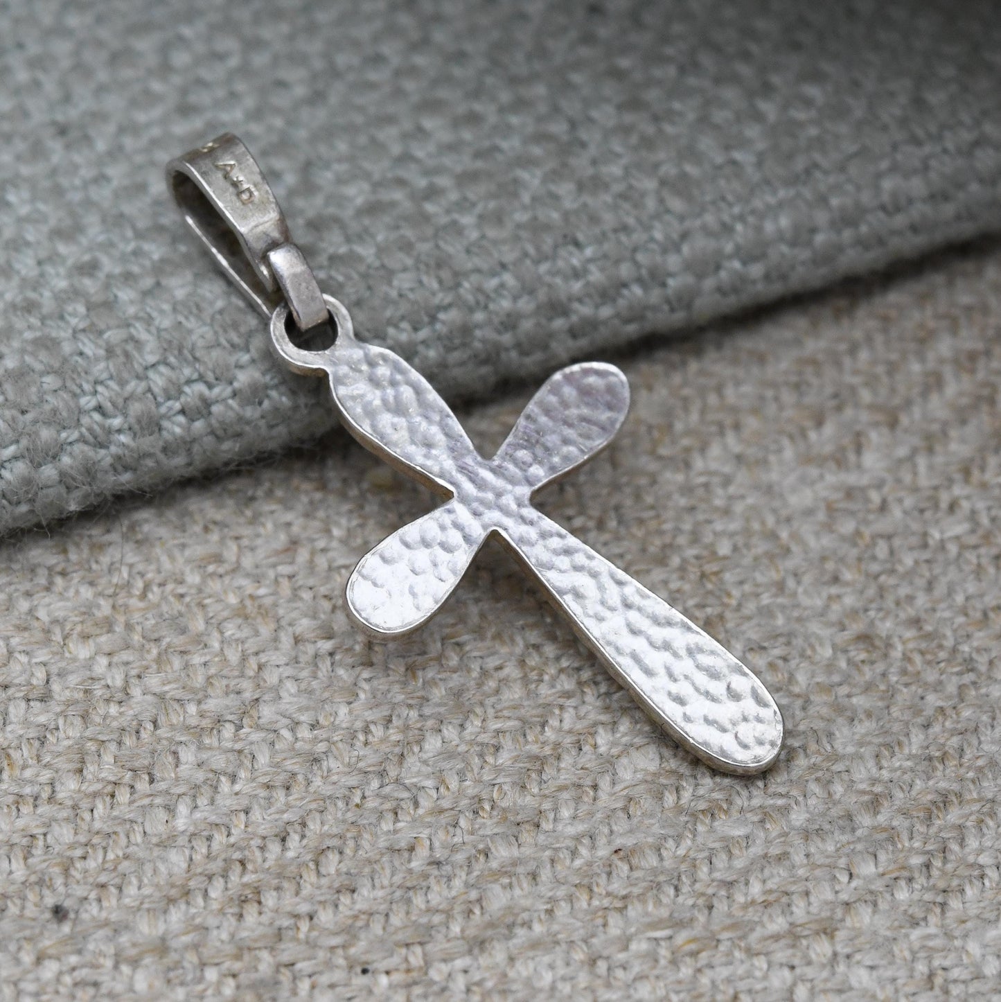 Vintage Andreas Daub Sterling Silver Cross - Textured and Geometric Design Christian Crucifix Pendant | Gift for Baptism Christening