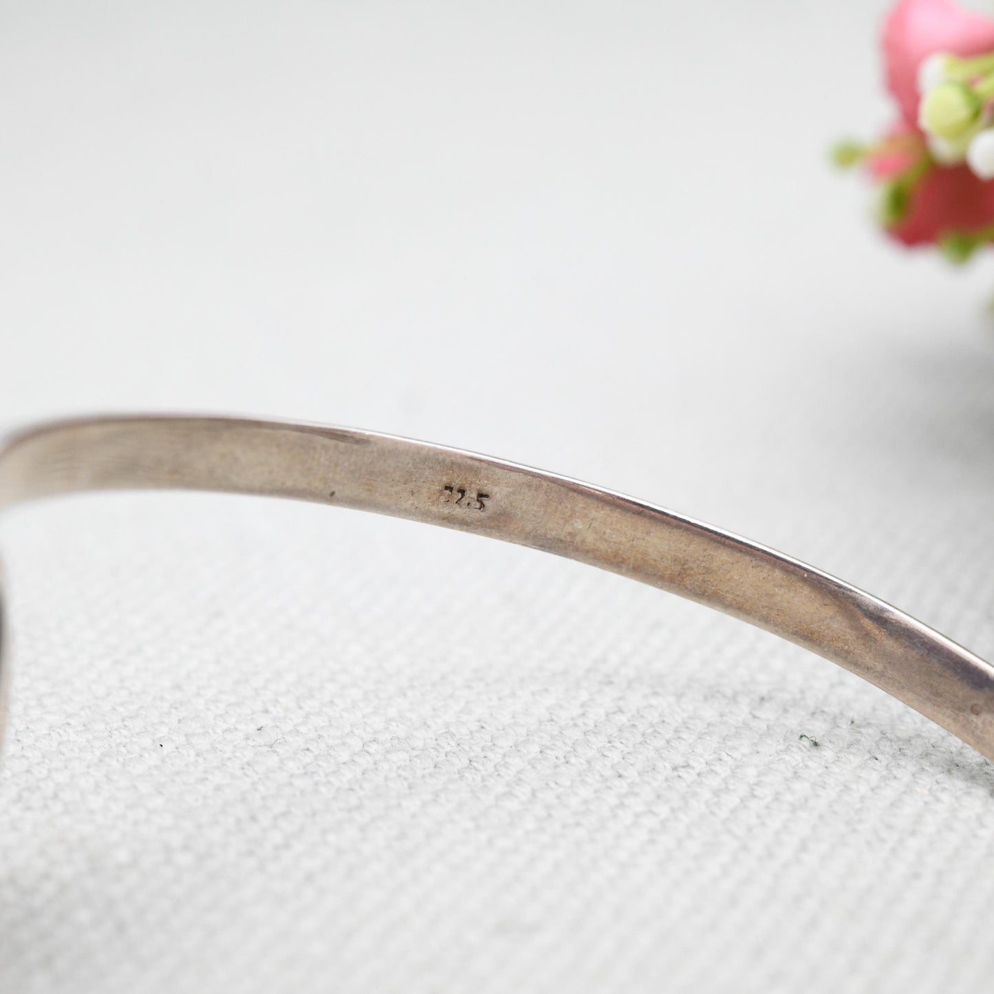 Vintage Sterling Silver Amethyst Open Bangle Bracelet - Twist Design | Gift for Her