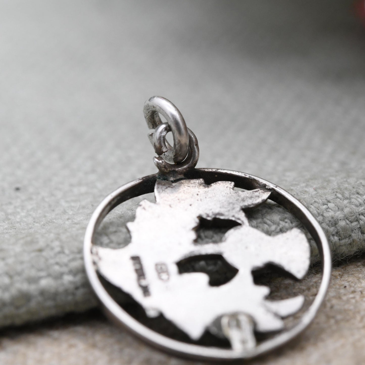 Vintage Charles Horner Sterling Silver Enamel Scottish Thistle Charm - Converted Brooch | Traditional Scottish Flower Pendant for Necklace