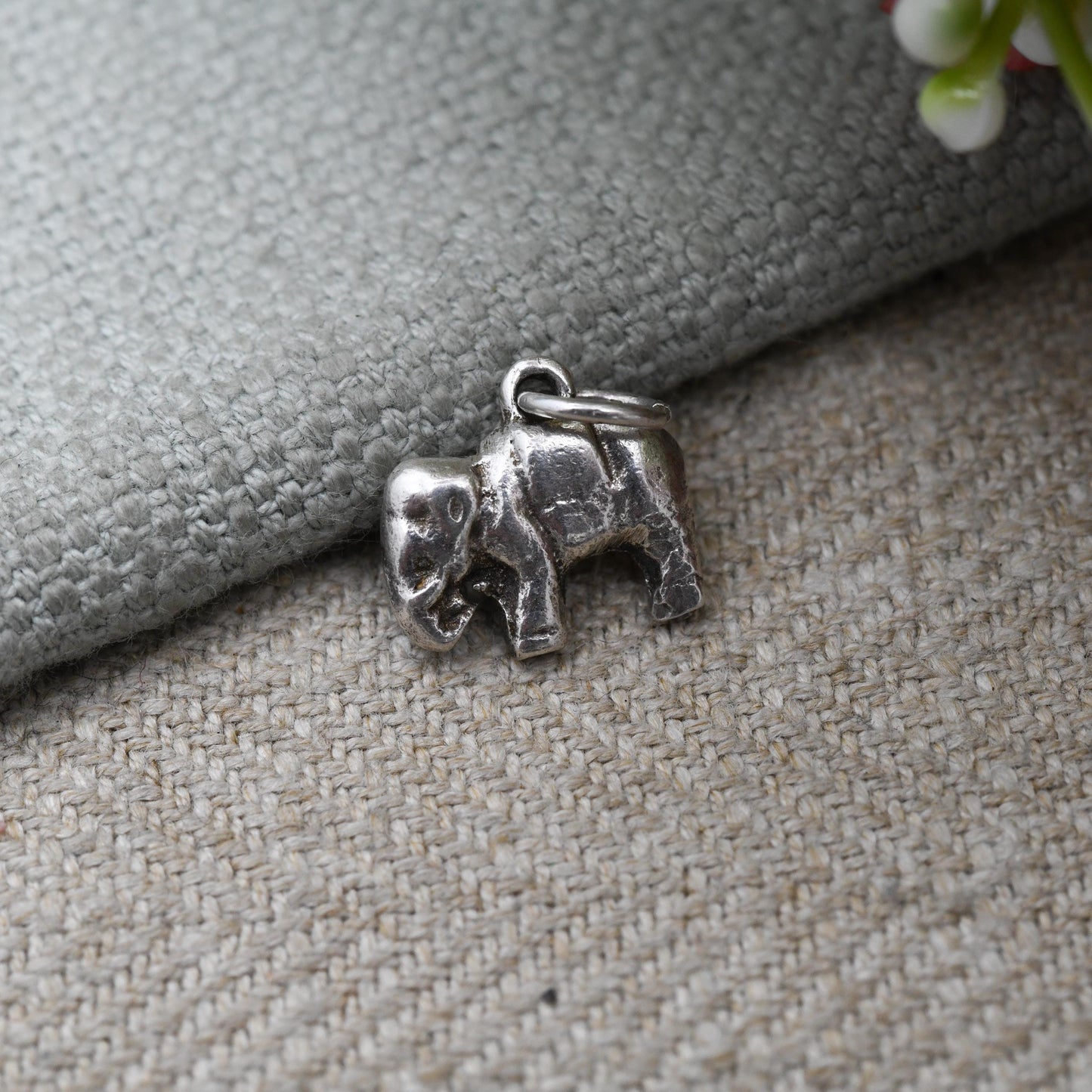 Vintage Sterling Silver Elephant Charm Pendant - Small Cute Animal | Nature Lover Gift | Indian Elephant | Gift for Charm Bracelet