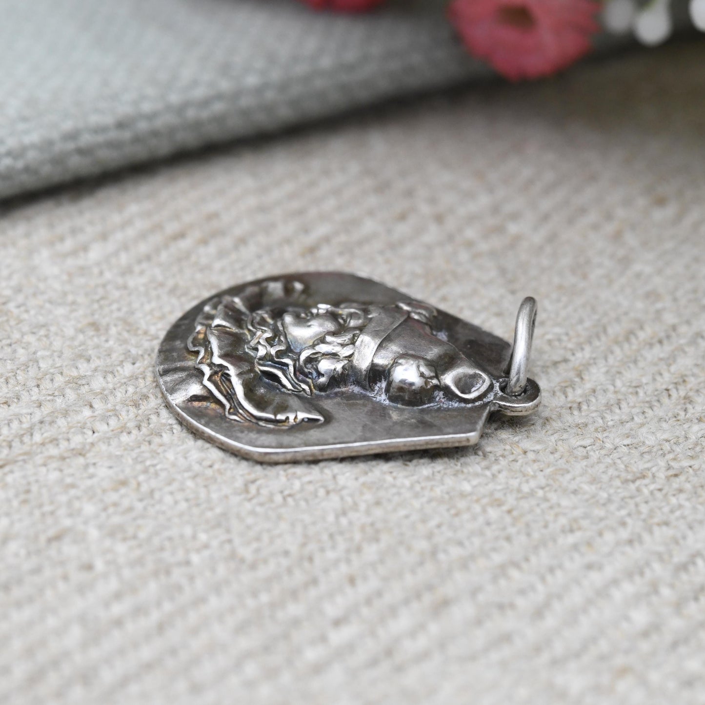 Vintage European Silver Clown Pendant - Circus Jewellery | Unusual Gift for Charm Bracelet Necklace