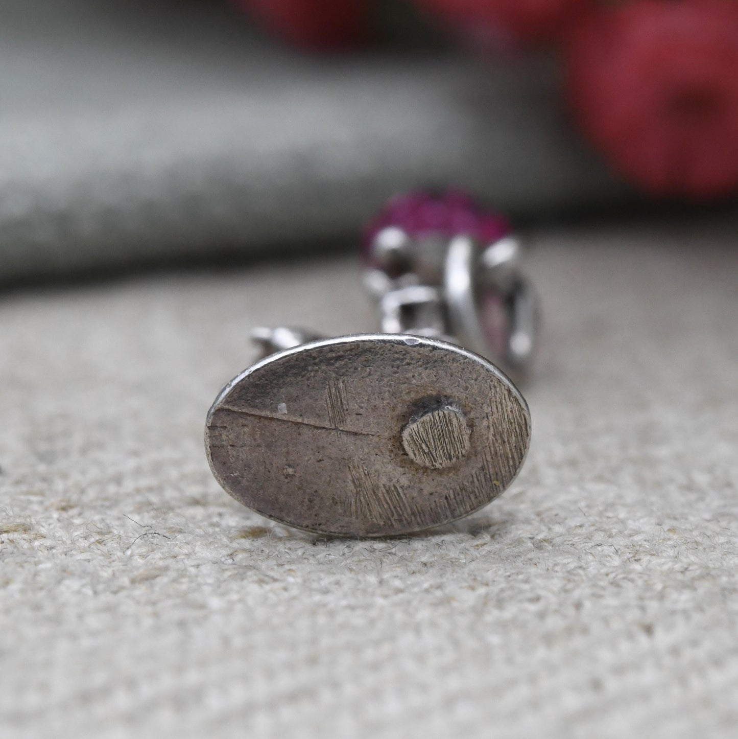 Vintage Sterling Silver Dog and Cat Lamp Post Charm Pendant - Detailed Red Glass | Dog Charm | Animal Lover | Gift for Charm Bracelet