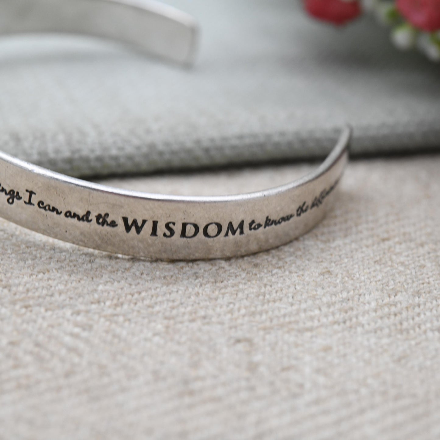 Sterling Silver Prayer Cuff Bangle Bracelet – Open | Religious Message Motto | Gift for Her