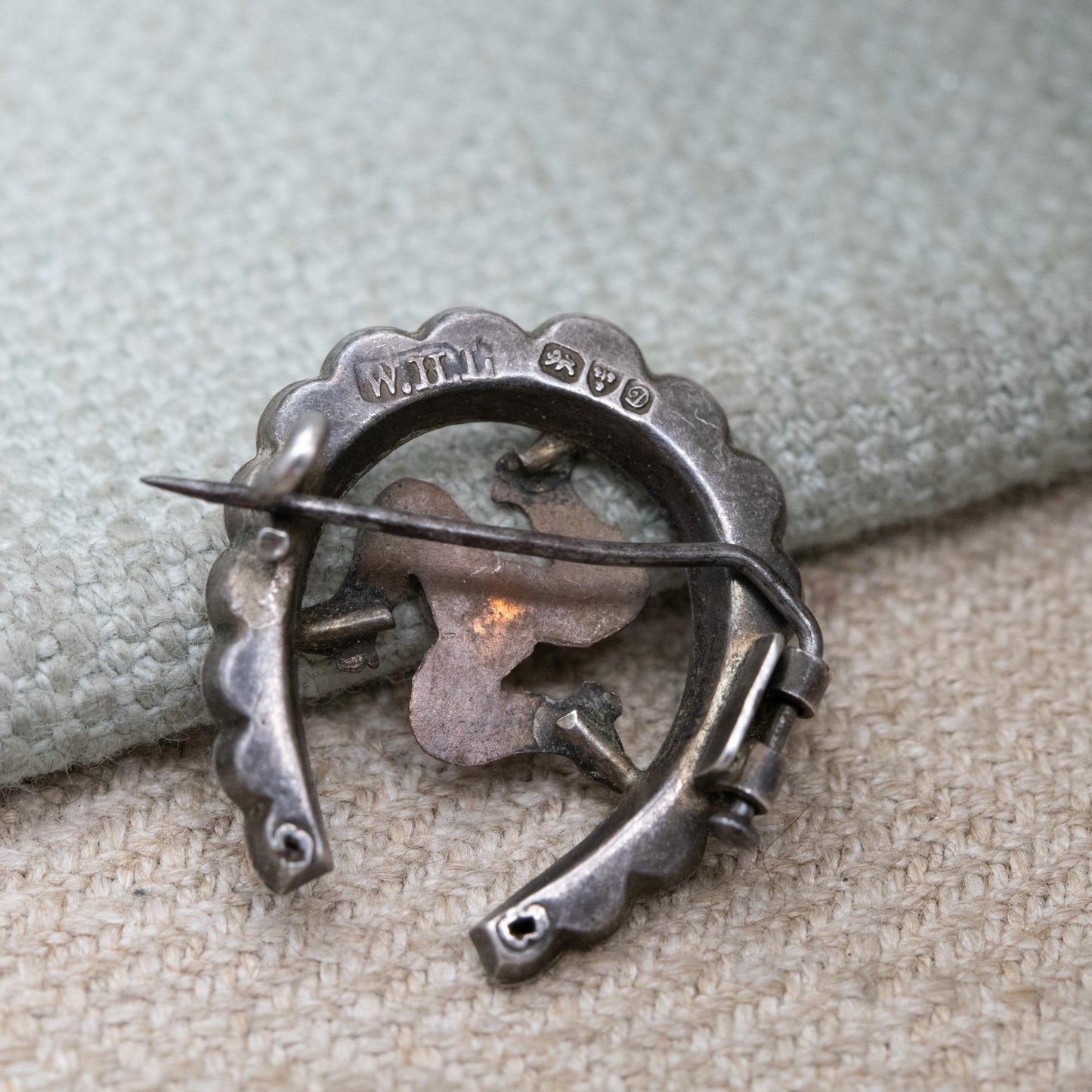 Antique Sterling Silver Isle of Man Horseshoe Brooch 1904 - Triskelion Three Legs | Edwardian | Aesthetic Movement | Chester Hallmark