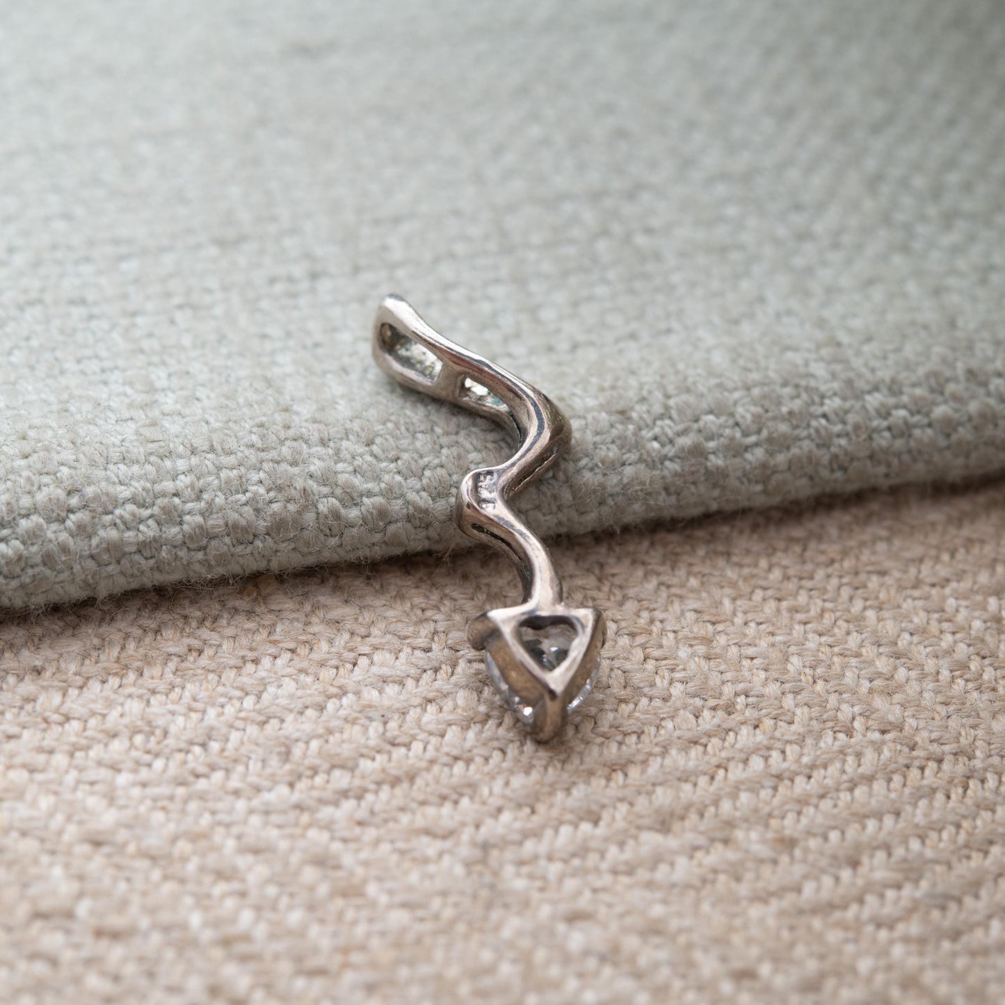 Sterling Silver CZ Dragons Tail Pendant - Small Sparkly Pendant Charm for Necklace | Small Love Heart Cut Clear Stone