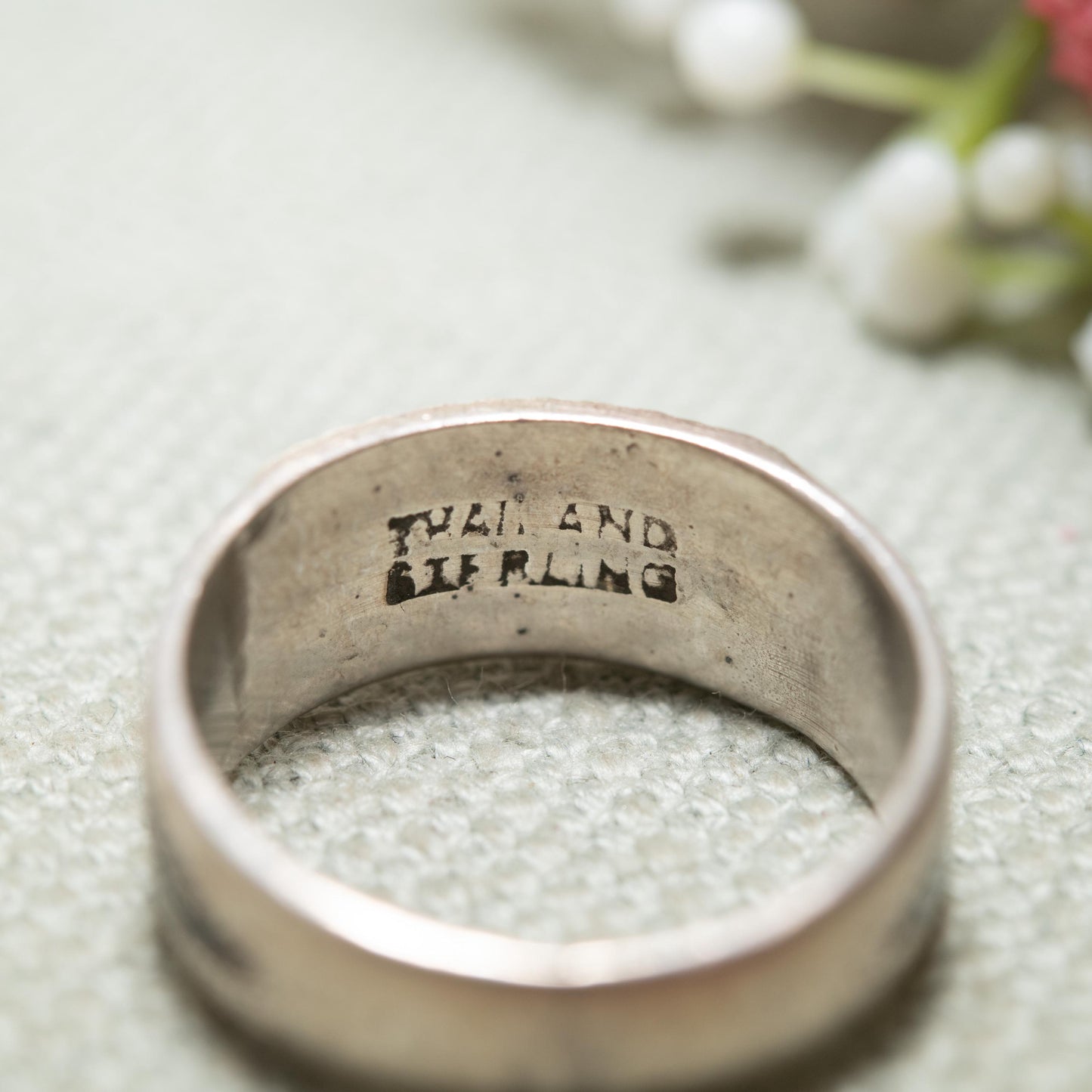 Vintage Sterling Silver Niello Siam Mekhala Goddess of Lightening Ring - Thailand God Dancer | Siamese Silver | UK Size - P US Size - 7 3/4