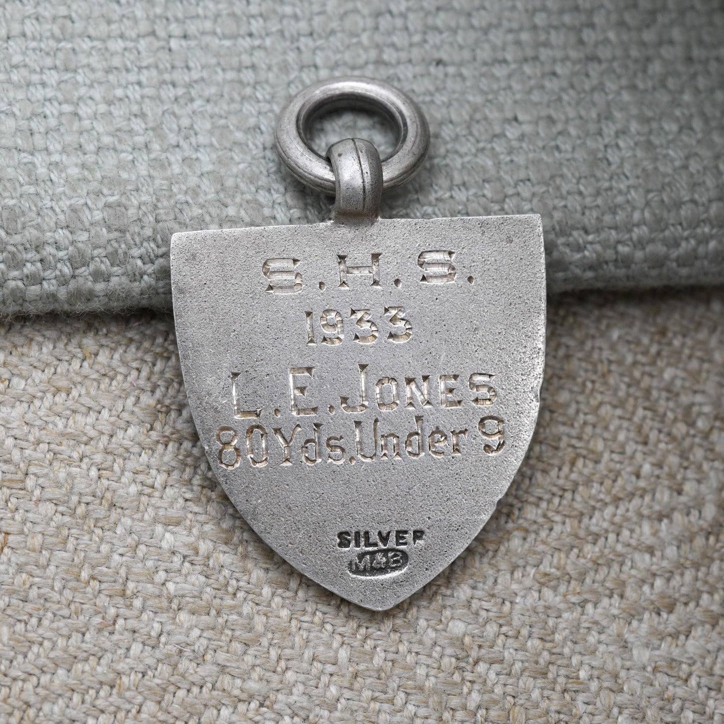 Vintage Sterling Silver Heraldic Shield Medal Pendant - Winners Award for 80 Yard Race 1933 | Medal Collection